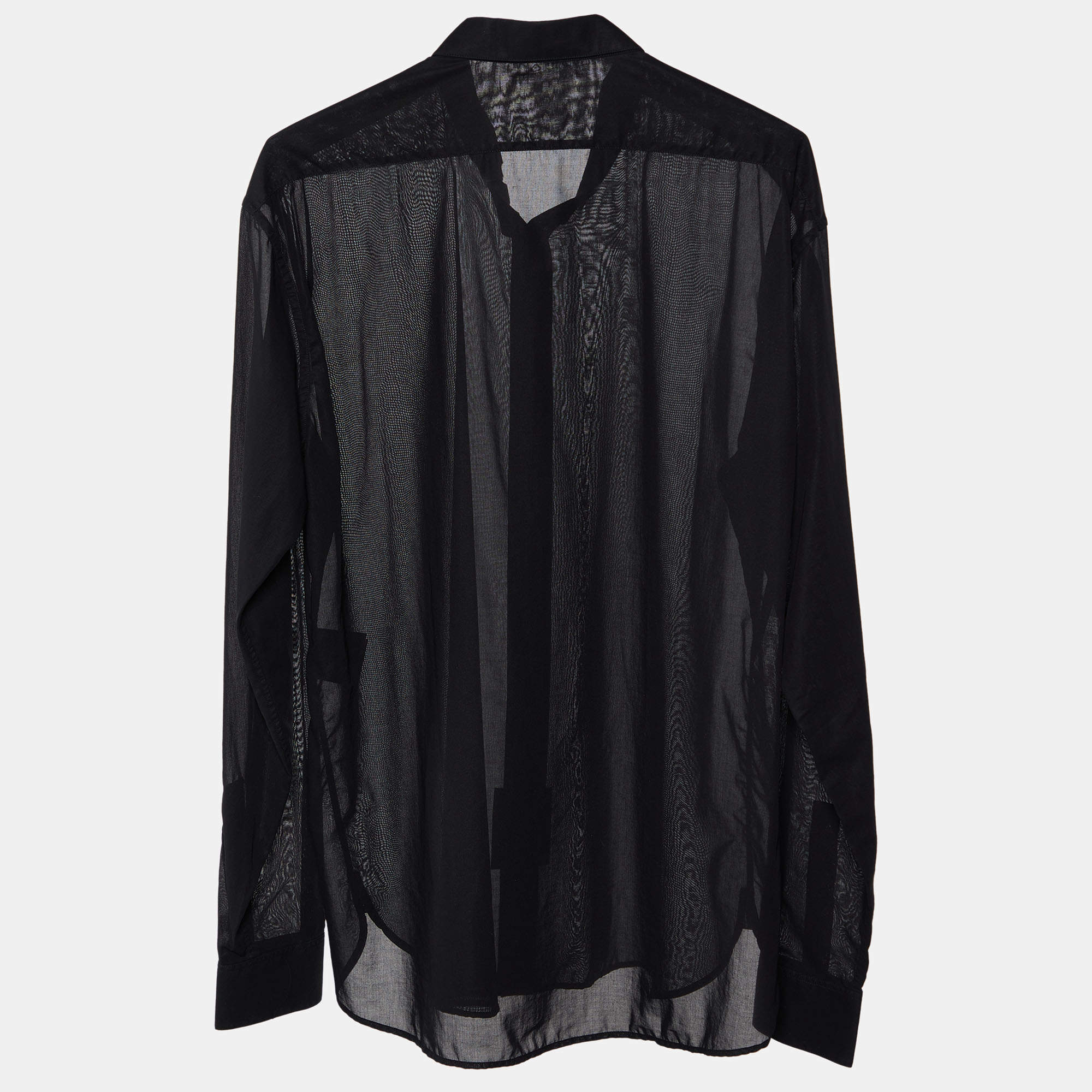 Saint Laurent Paris Black Cotton Button Front Shirt L