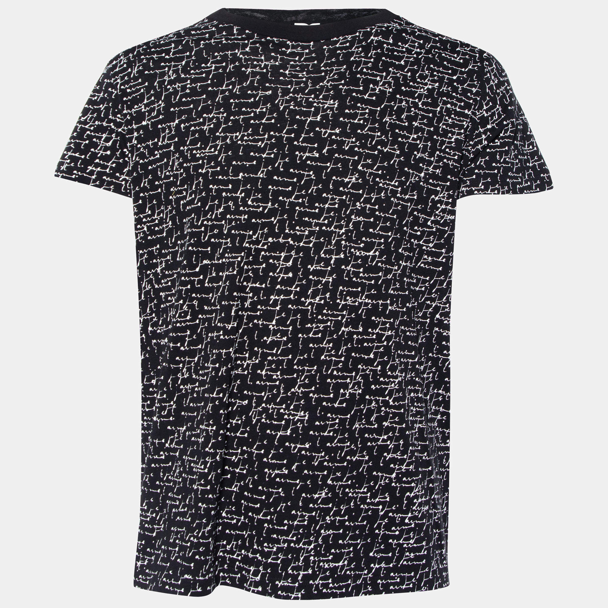 Pre Owned Saint Laurent Black Printed Cotton Crewneck T-Shirt M