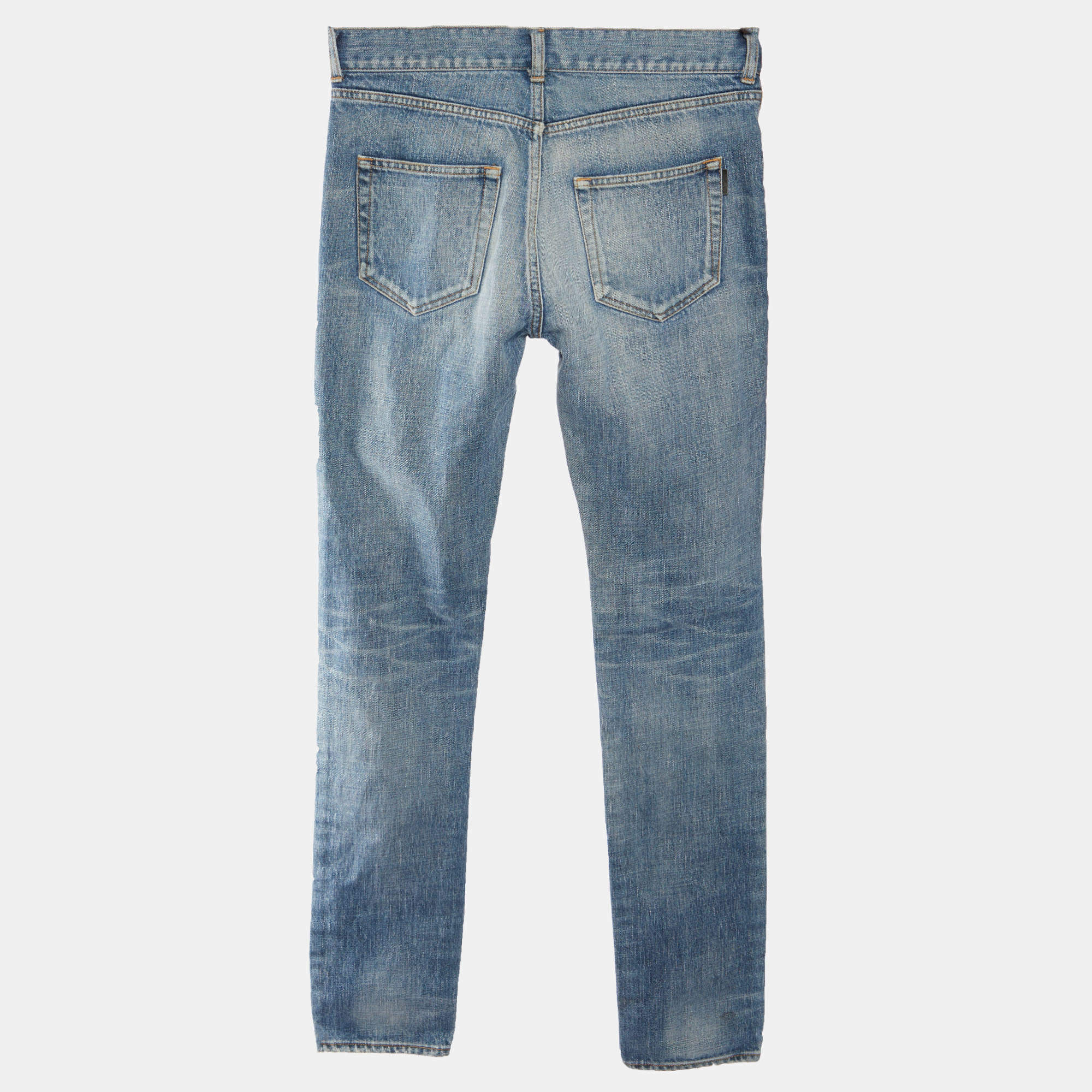 Saint Laurent Paris Blue Denim Distressed Skinny Jeans S