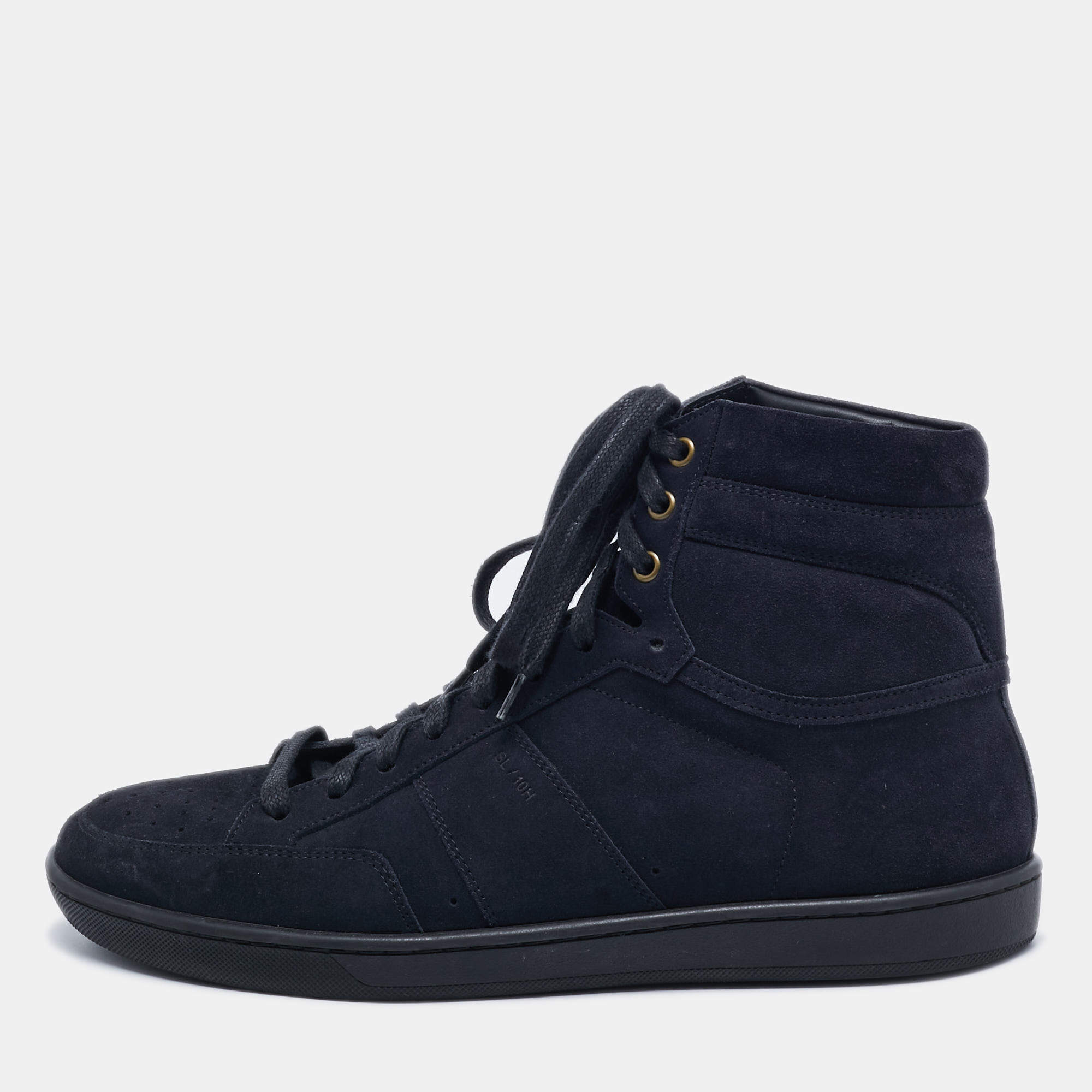 Pre Owned Saint Laurent Paris Blue Suede High Top Sneakers Size 43