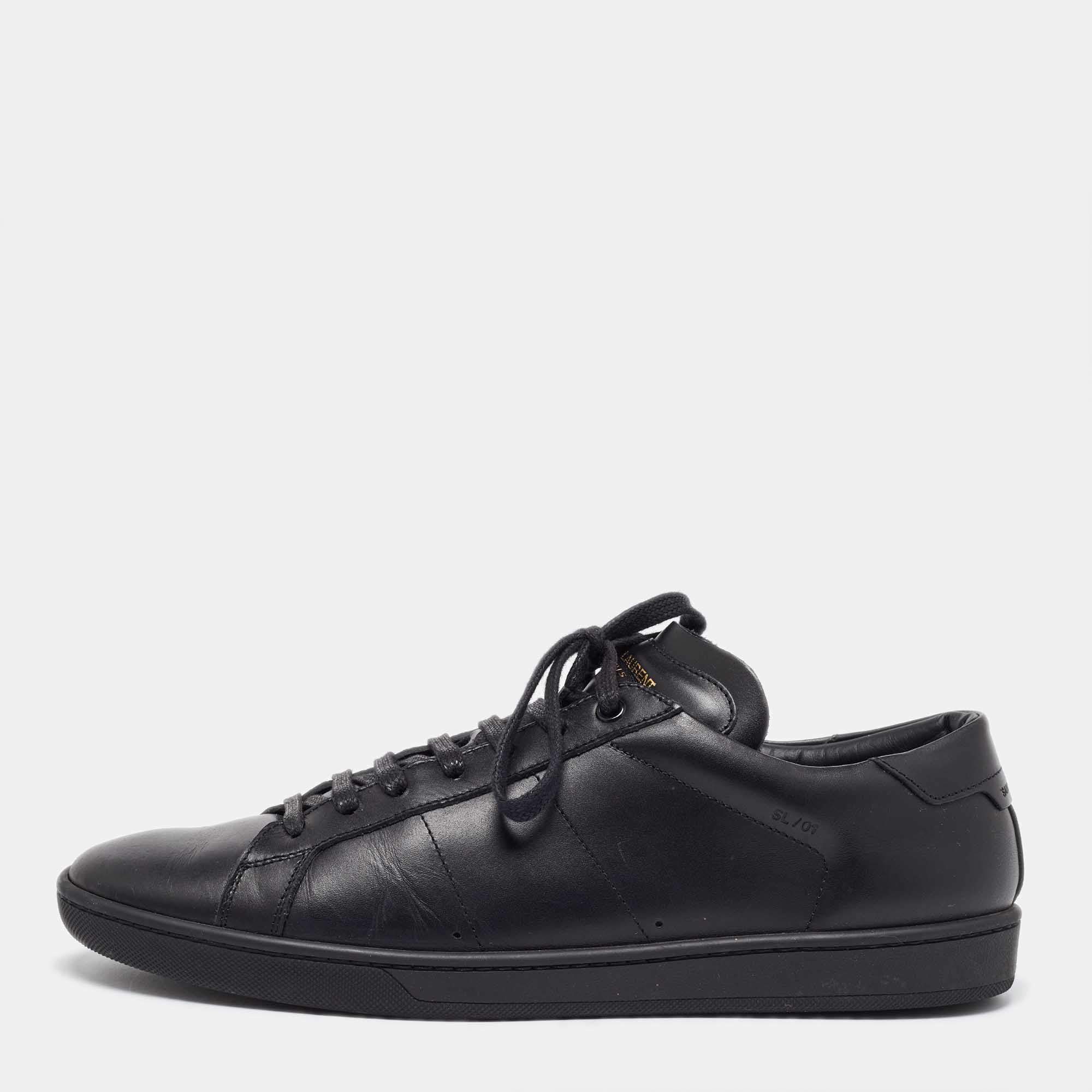 Saint Laurent Paris Black Leather Andy Low Top Sneakers 44