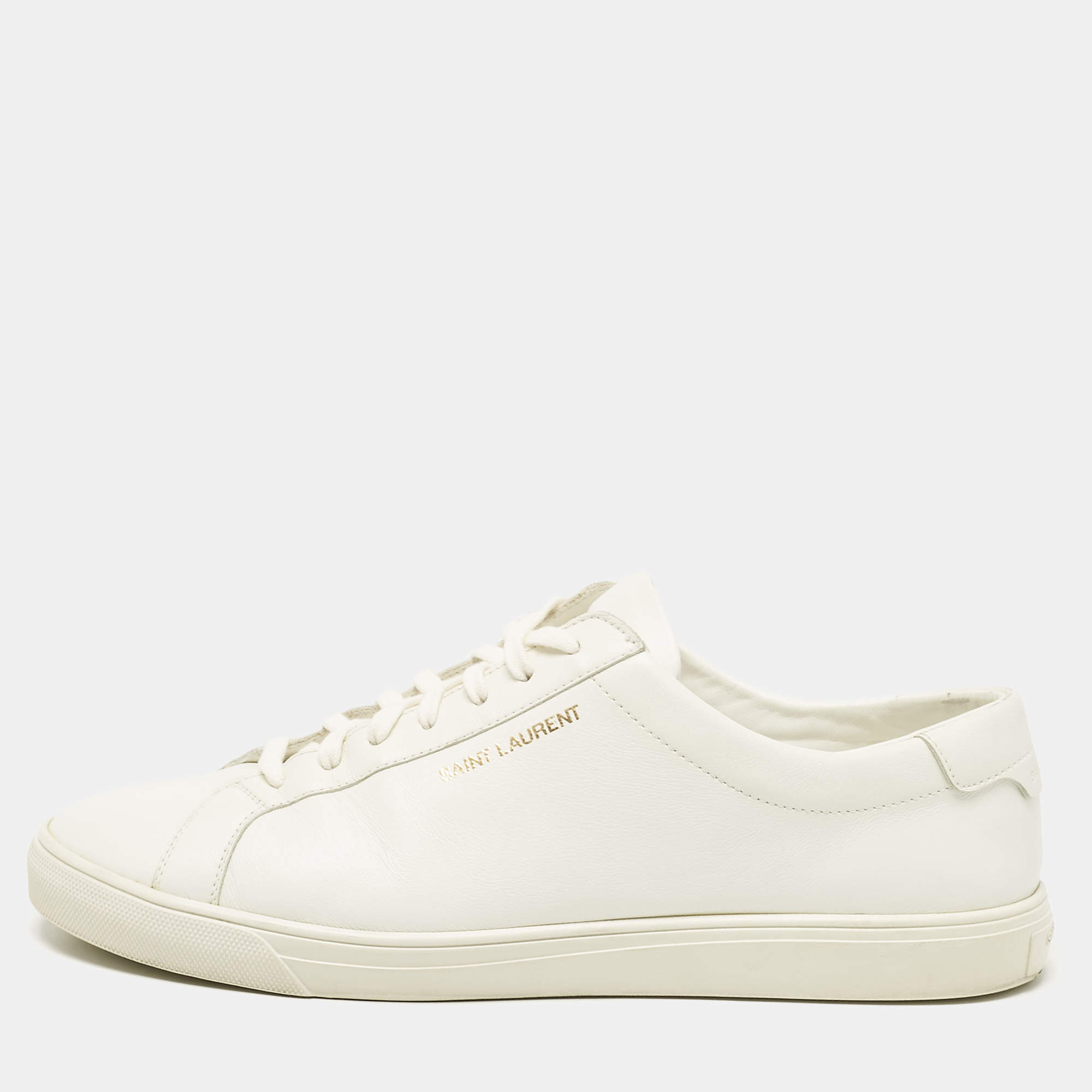 Saint Laurent White Leather Andy Sneakers Size 44