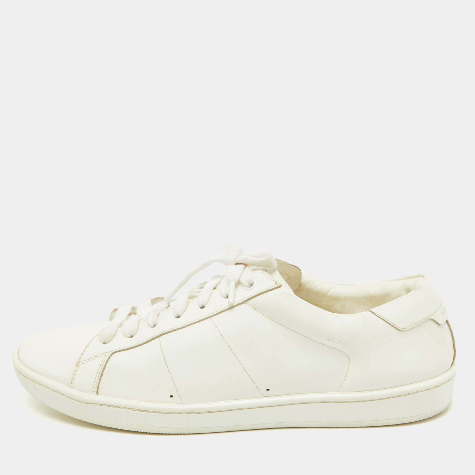 Pre Owned Saint Laurent White Leather Andy Low Top Sneakers Size 43