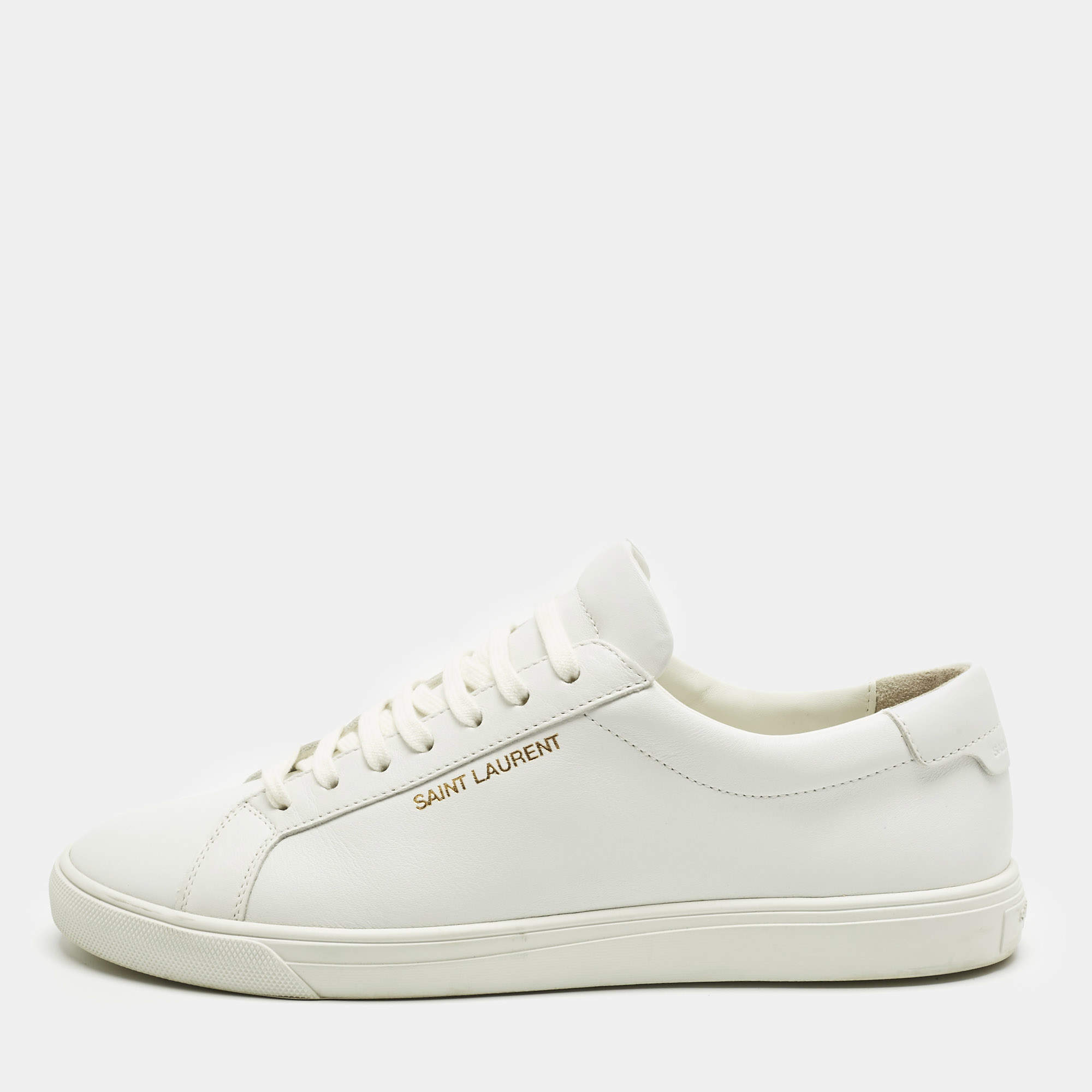 Pre Owned Saint Laurent White Leather Andy Lace Up Sneakers Size 41