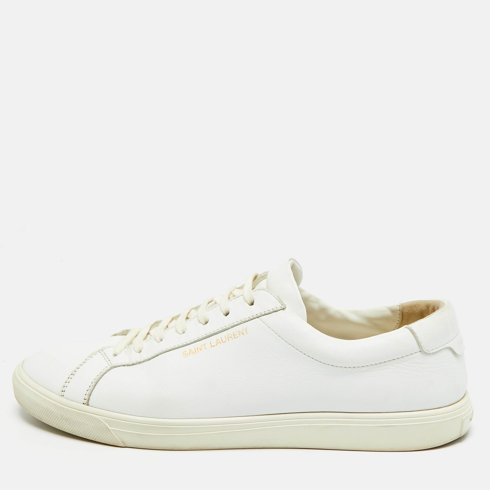 Pre Owned Saint Laurent Andy Size 43 White Leather Lace Up Sneakers