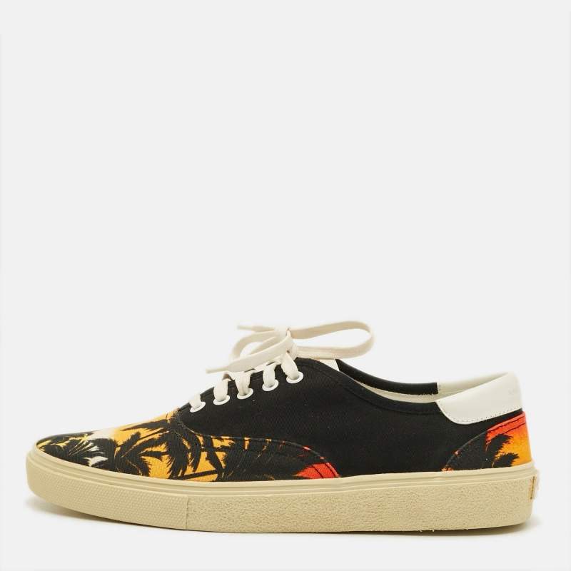 Pre Owned Saint Laurent Court Classic Size 43.5 Multicolor Canvas Lace Up Sneakers