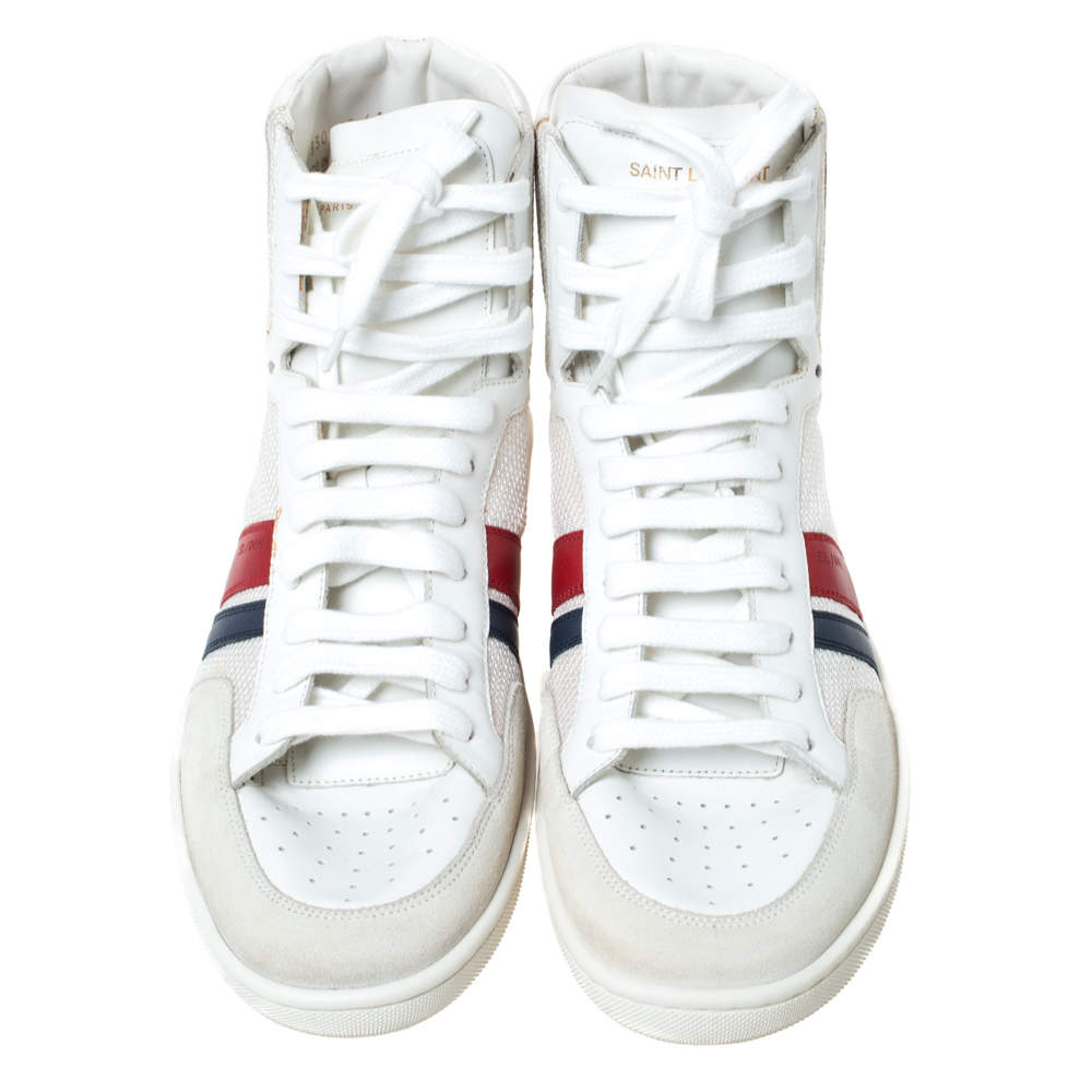 Saint Laurent Paris Off White/White Canvas And Leather SL/04H High Top  Sneakers Size 41