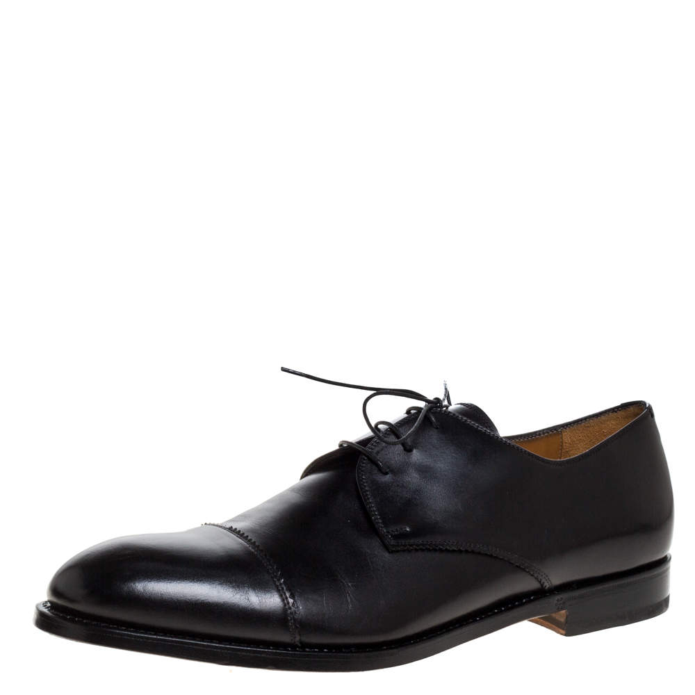 حذاء ديربي سان لوران باريس سيمسون جلد أسود برباط مقاس 44.5