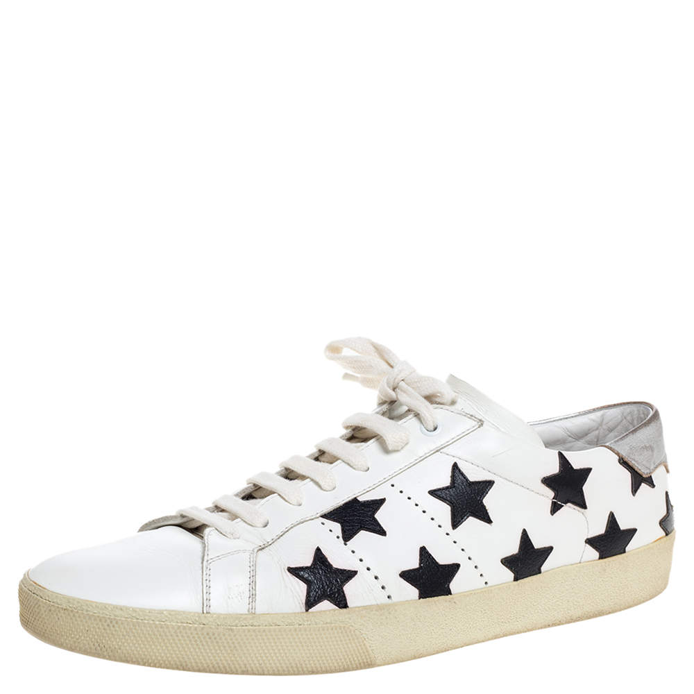 Saint Laurent White Leather Star Court Classic California Sneakers Size 45