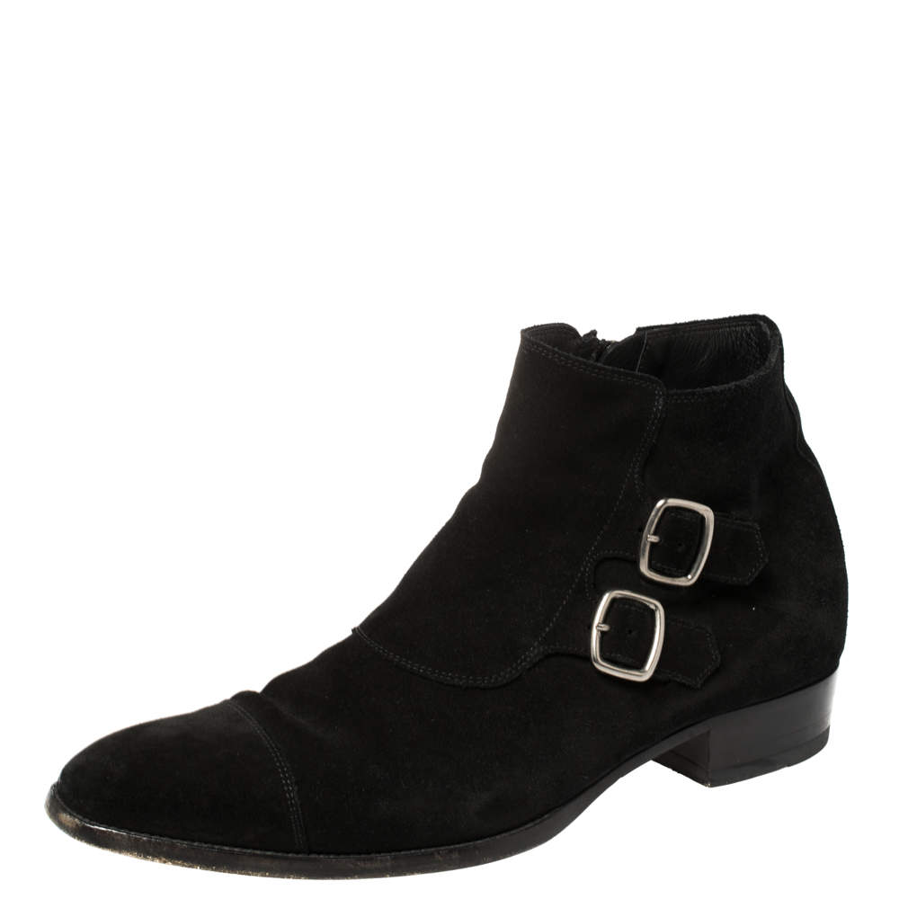 Saint Laurent Black Suede Ankle Boots Size 42