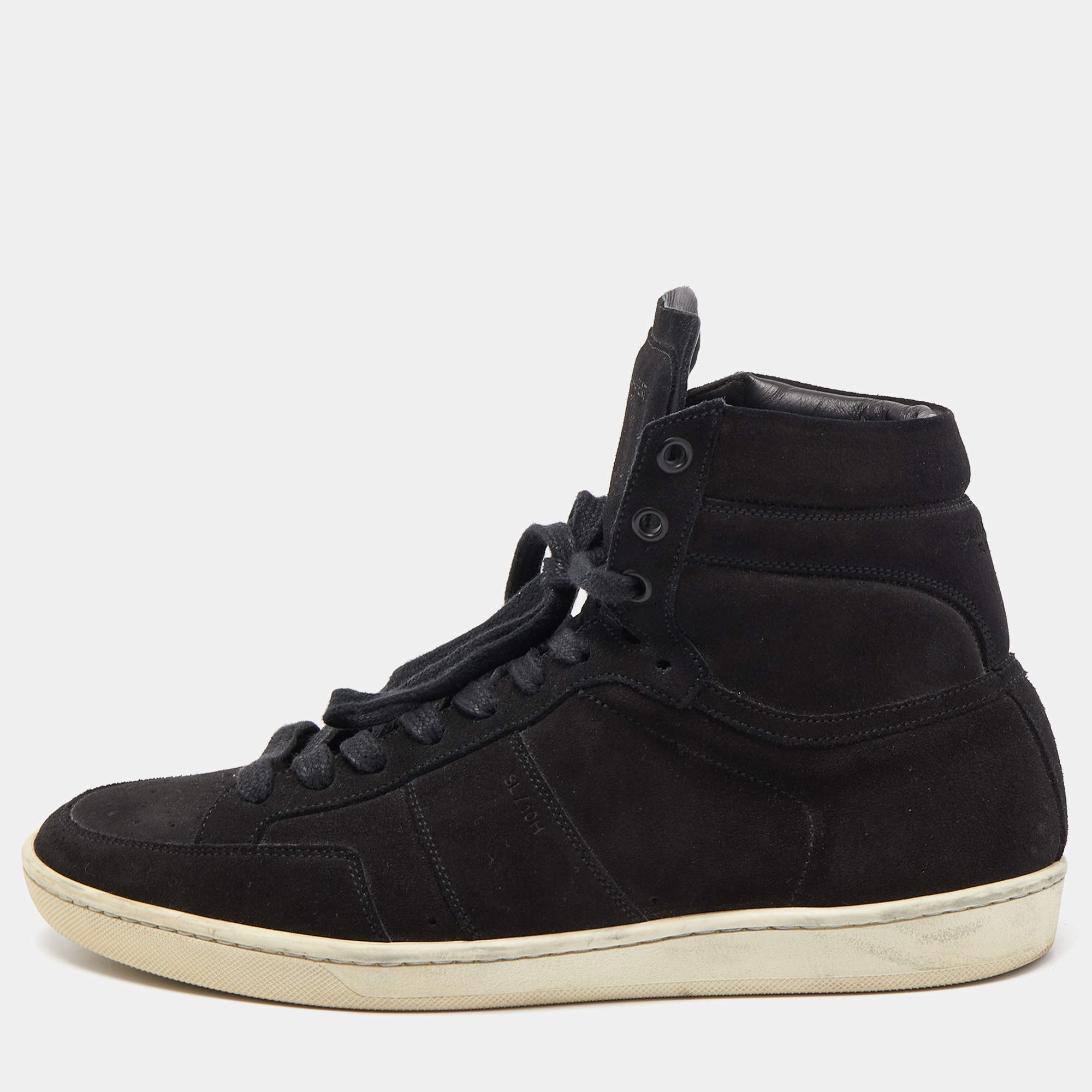 Saint Laurent Black Suede High Top Sneakers Size 42