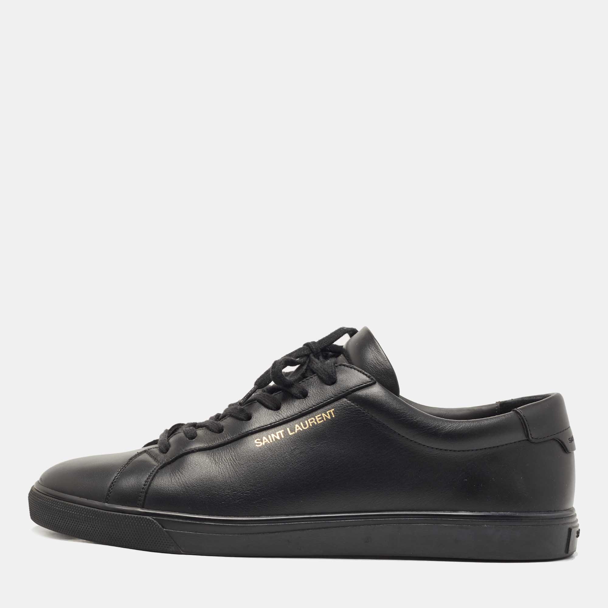 Pre Owned Saint Laurent Black Leather Andy Sneakers Size 43