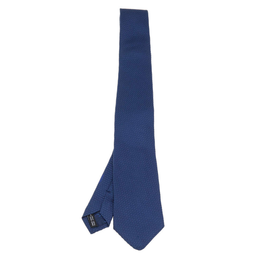 Pre Owned Salvatore Ferragamo Blue Jacquard Silk Tie