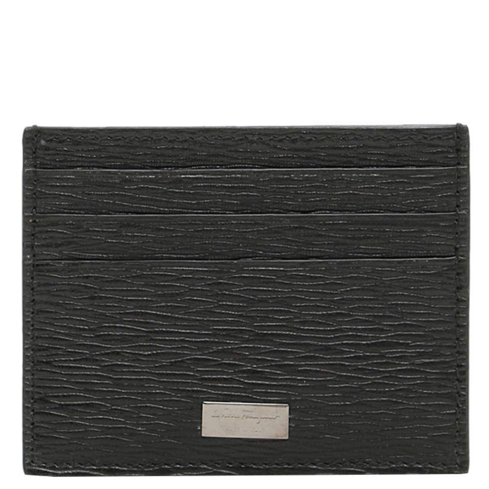 Pre Owned Salvatore Ferragamo Black Leather Card holder 