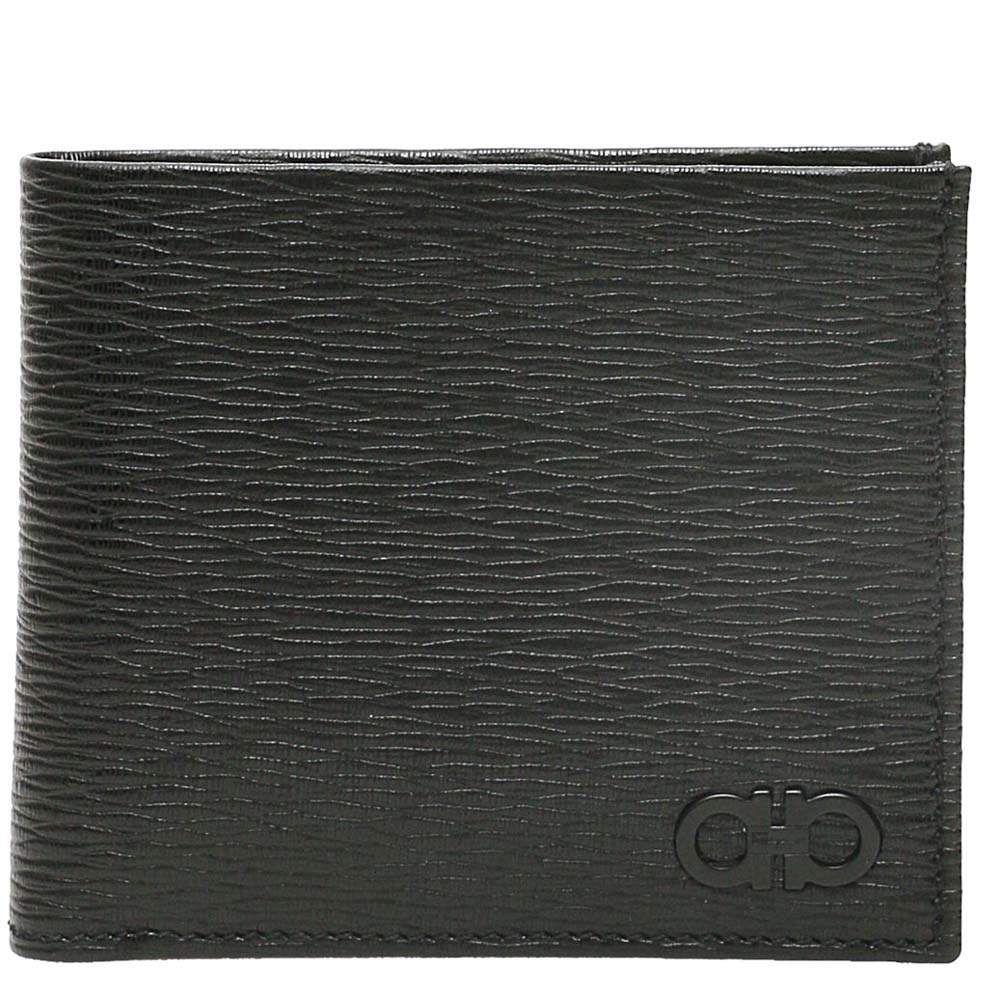 Salvatore Ferragamo Black Leather Gancini Revival Bifold Wallet