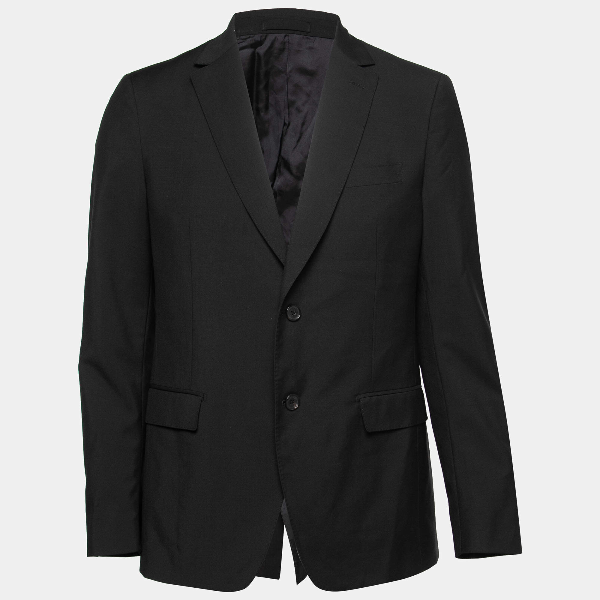 Salvatore Ferragamo Black Wool Single Breasted Blazer L