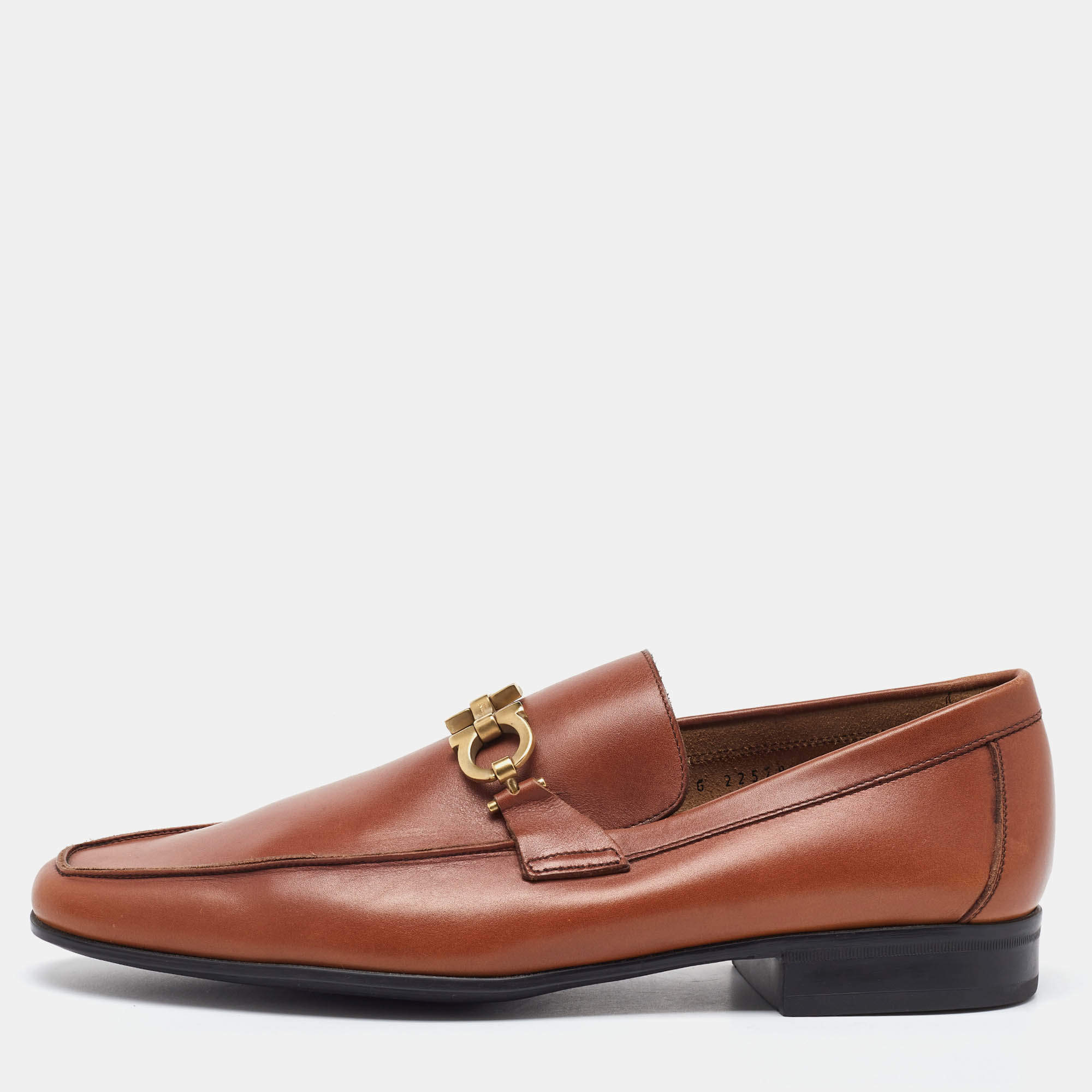 مملوكة مسبقًا Salvatore Ferragamo Brown Leather Gancini Penny Loafers Size 41.5