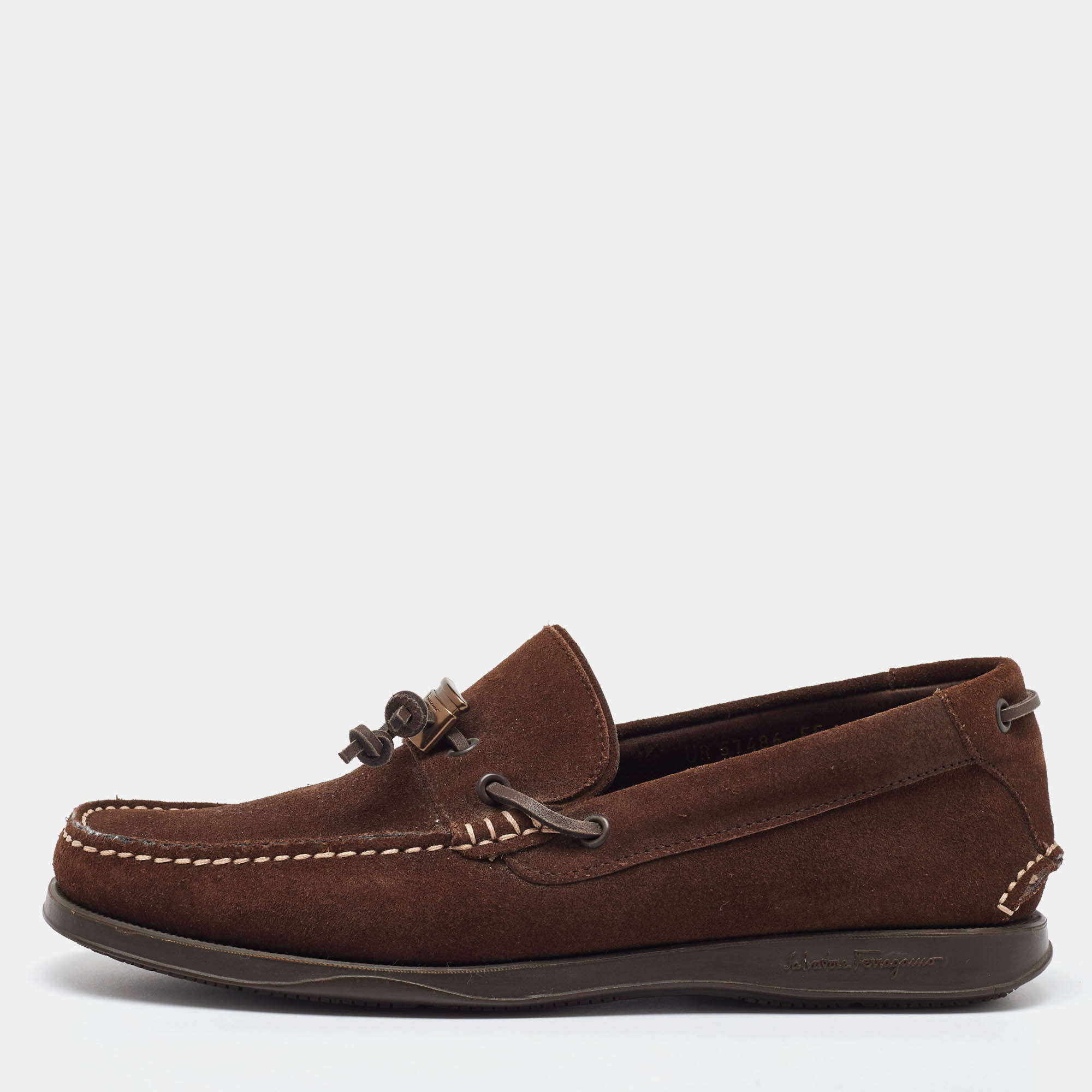 Salvatore Ferragamo Brown Suede Slip On Loafers Size 41.5