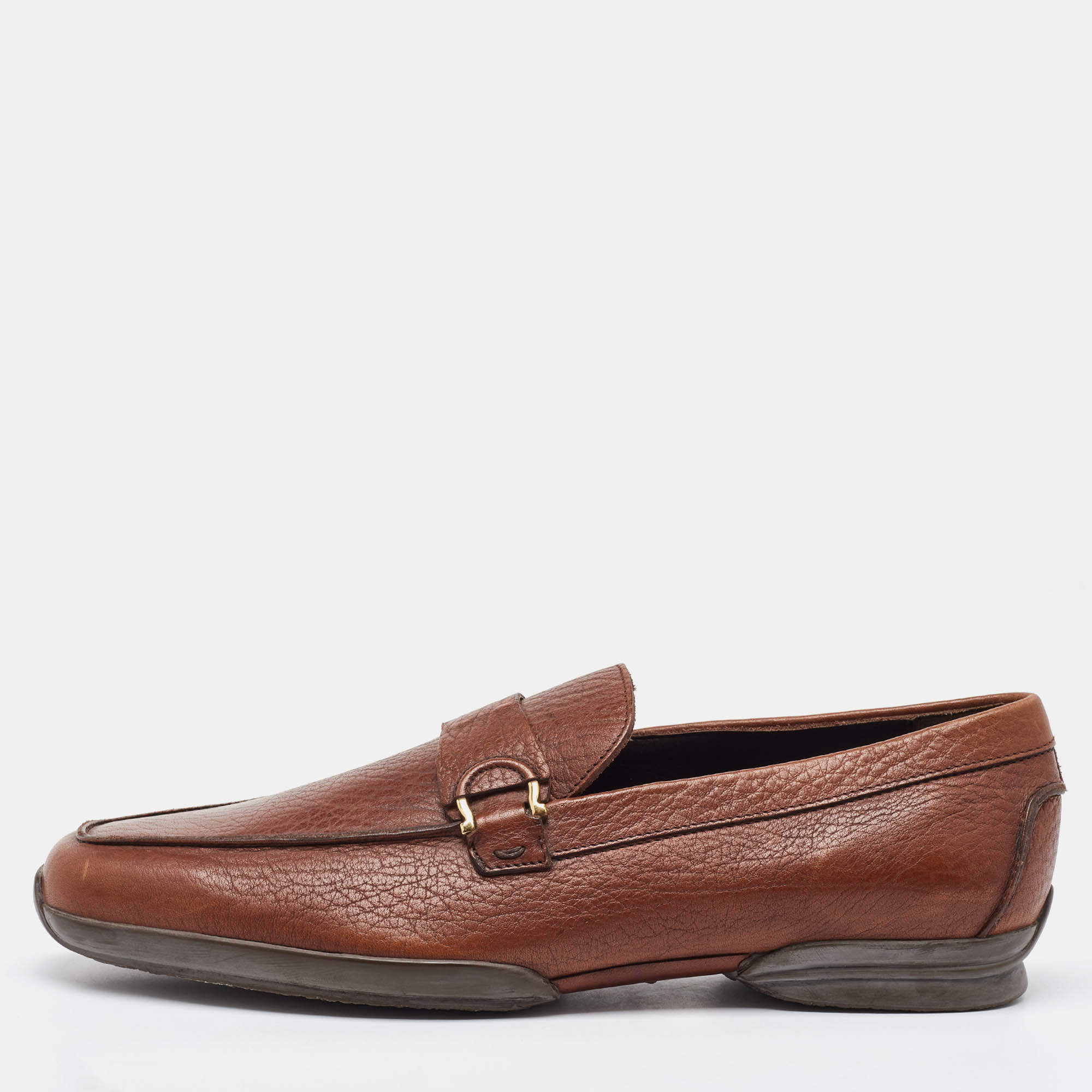 Salvatore Ferragamo Tan Leather Slip On Loafers Size 41.5