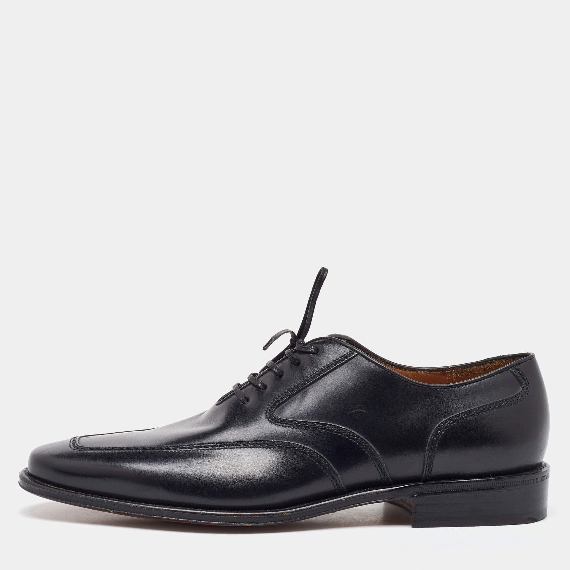 Salvatore Ferragamo Black Leather Lace Up Oxfords Size 41.5