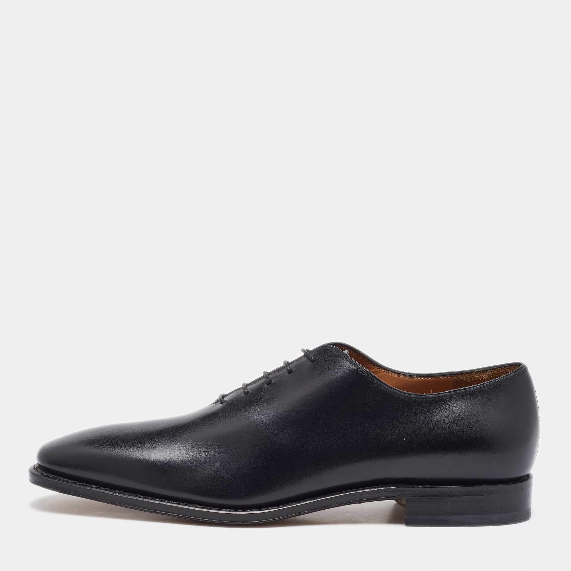 Salvatore Ferragamo Black Leather Lace Up Oxfords Size 41.5