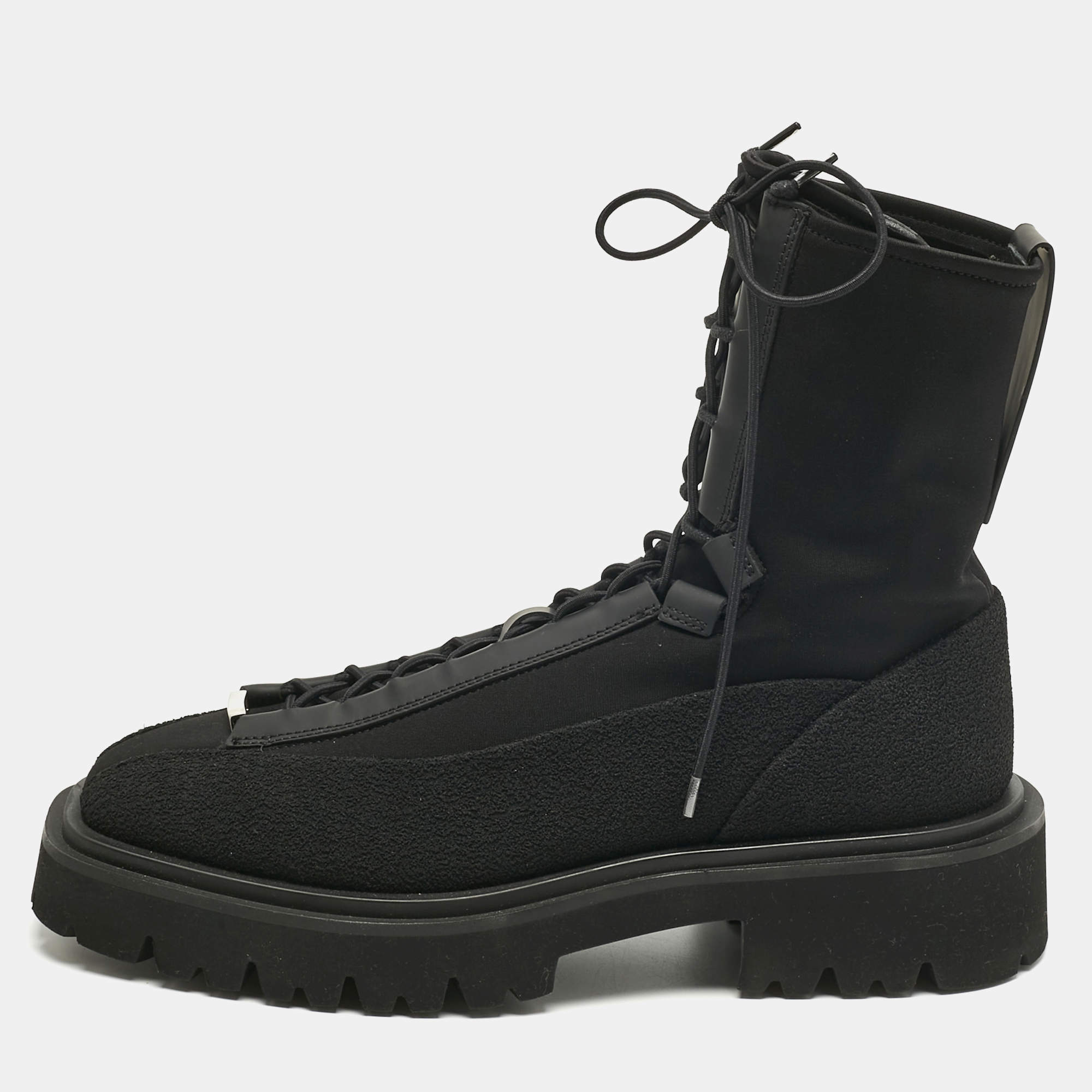 مملوكة مسبقًا حذاء بوت قتالي سالفاتوري فيراغامو أتلانتي قماش مطاطي أسود مقاس 42