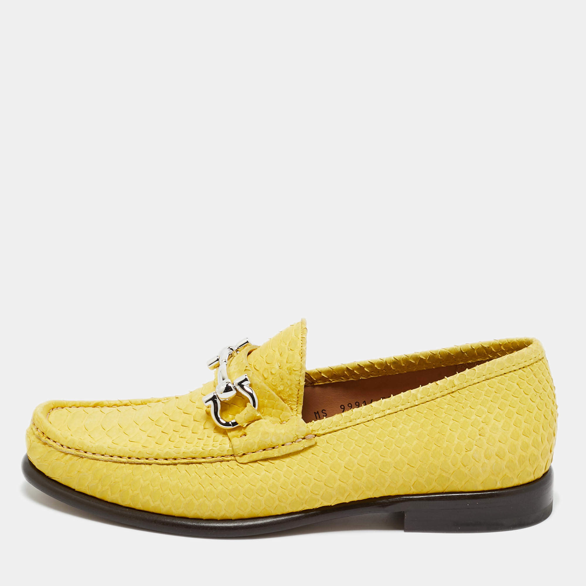Pre Owned Salvatore Ferragamo Yellow Python Leather Mason Loafers Size 41