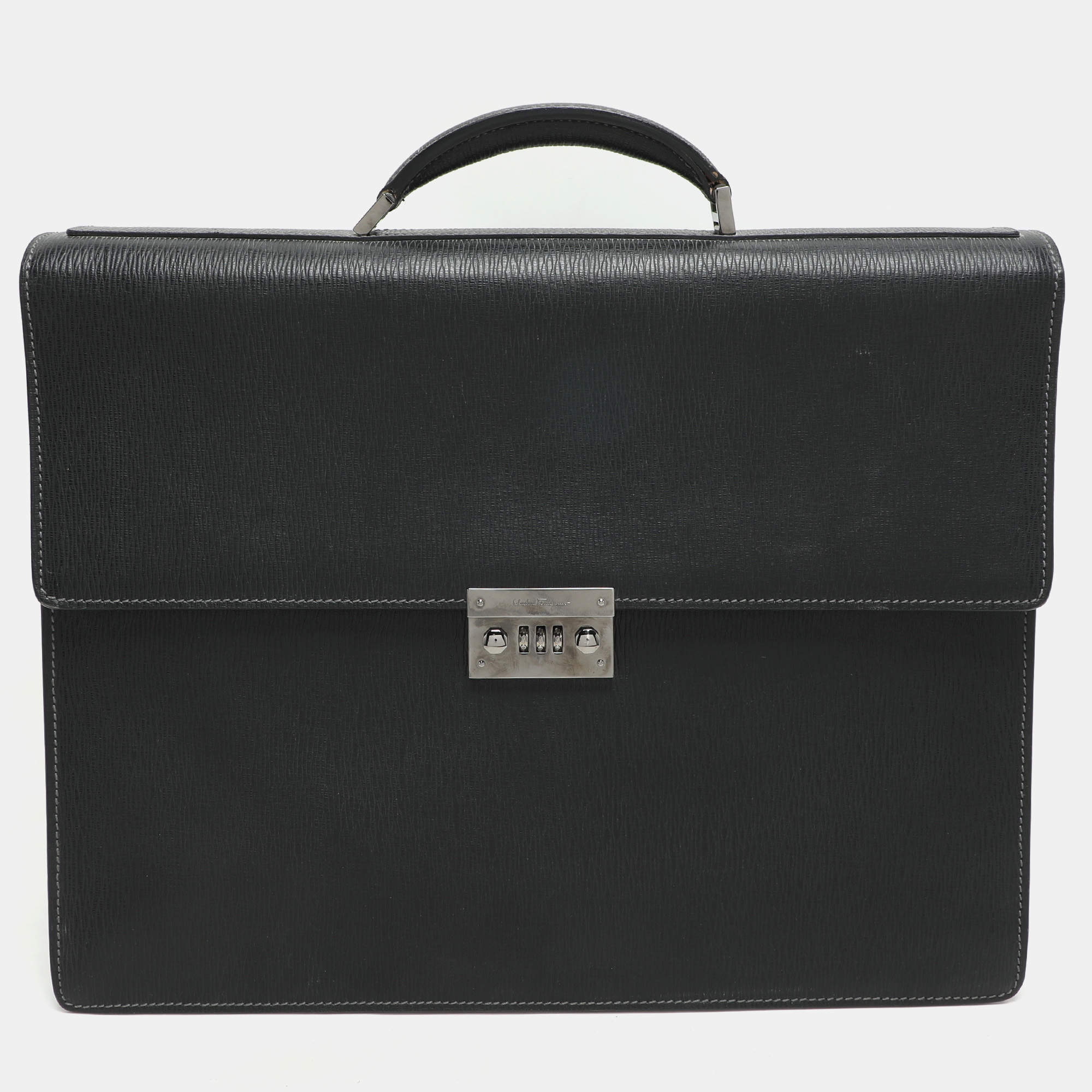 Salvatore Ferragamo Black Leather Briefcase