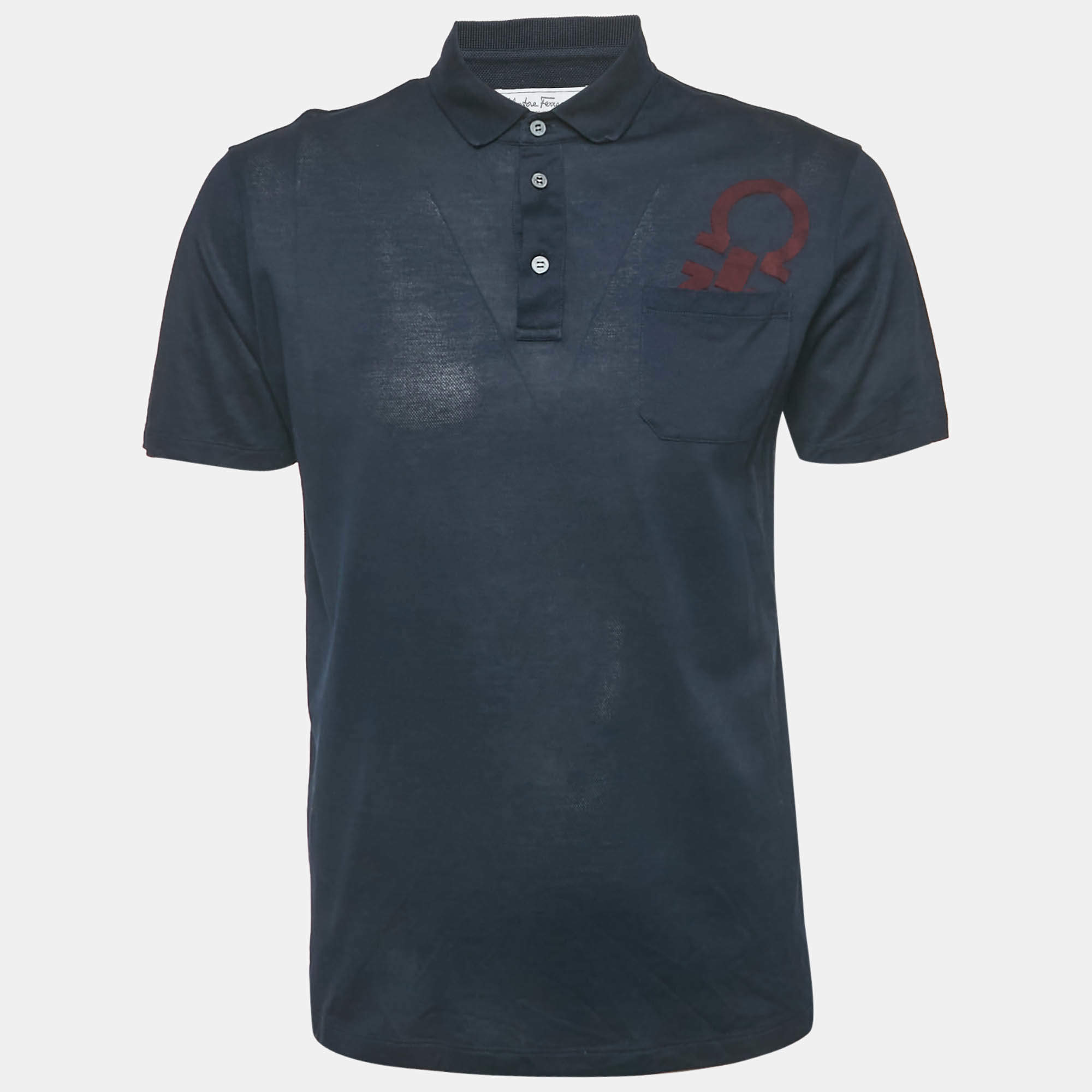 Ermenegildo Zegna Blue Logo Embroidered Cotton Jersey Polo T
