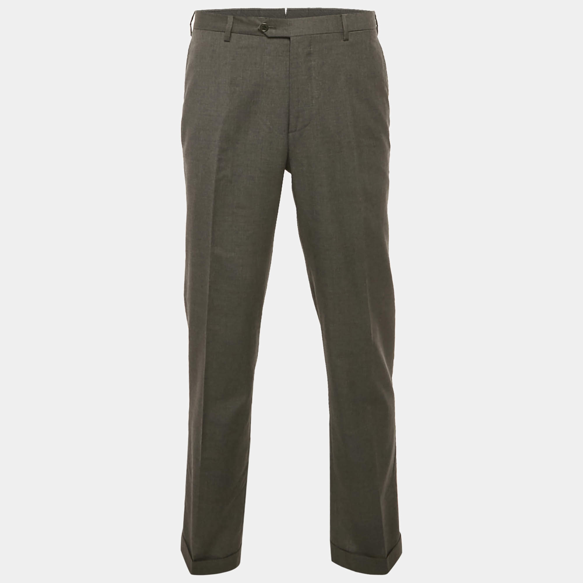 Pre Owned Salvatore Ferragamo Vintage Grey Wool Formal Trousers XL