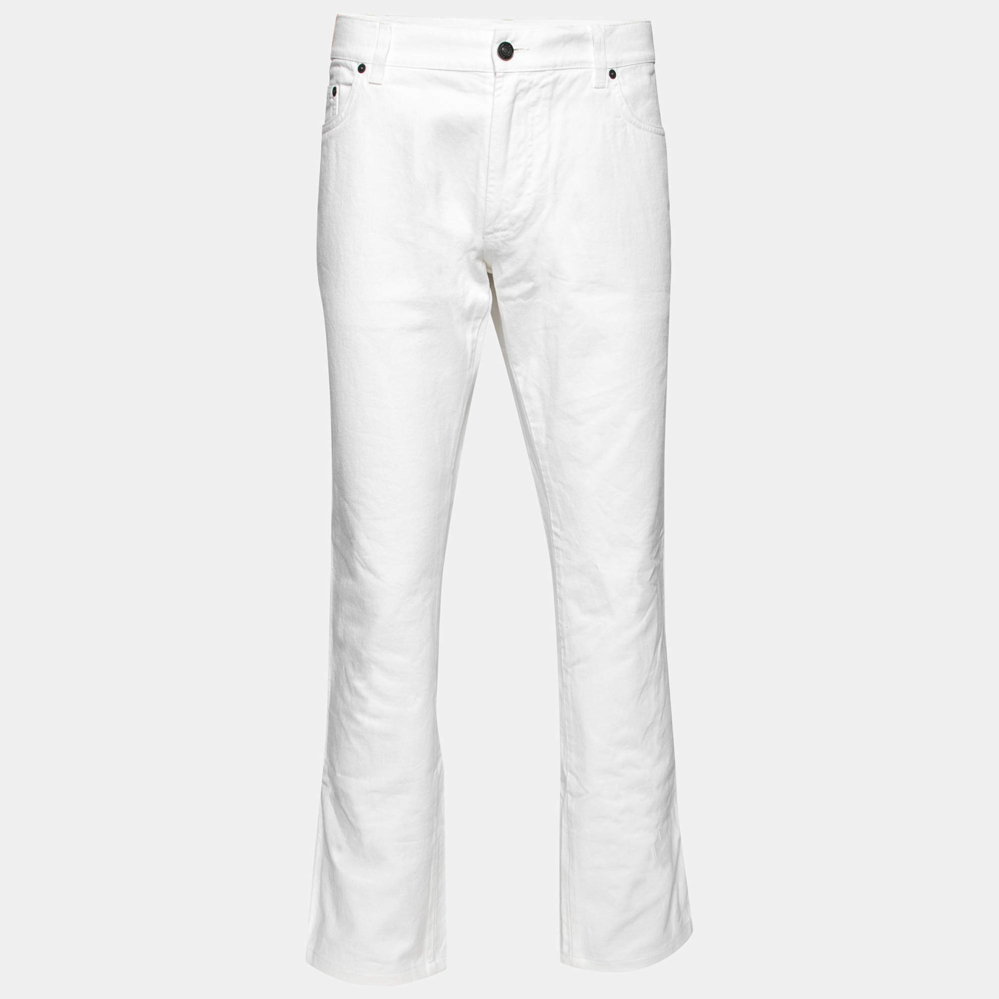 Pre Owned Salvatore Ferragamo White Denim Pants XXL