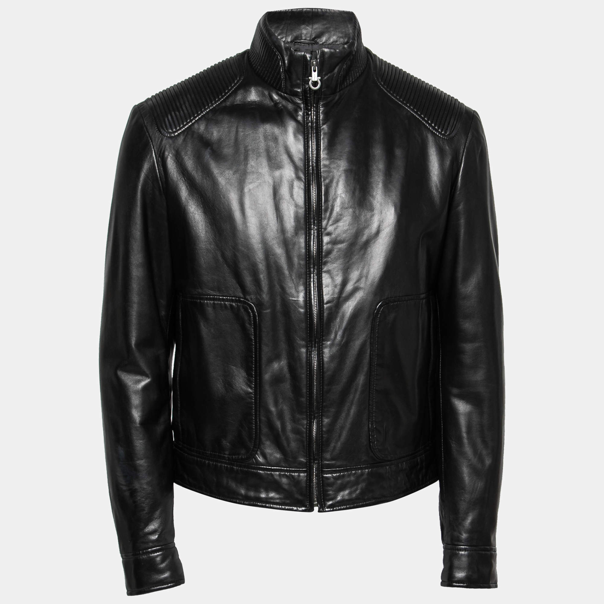 Salvatore ferragamo men's leather jacket hotsell