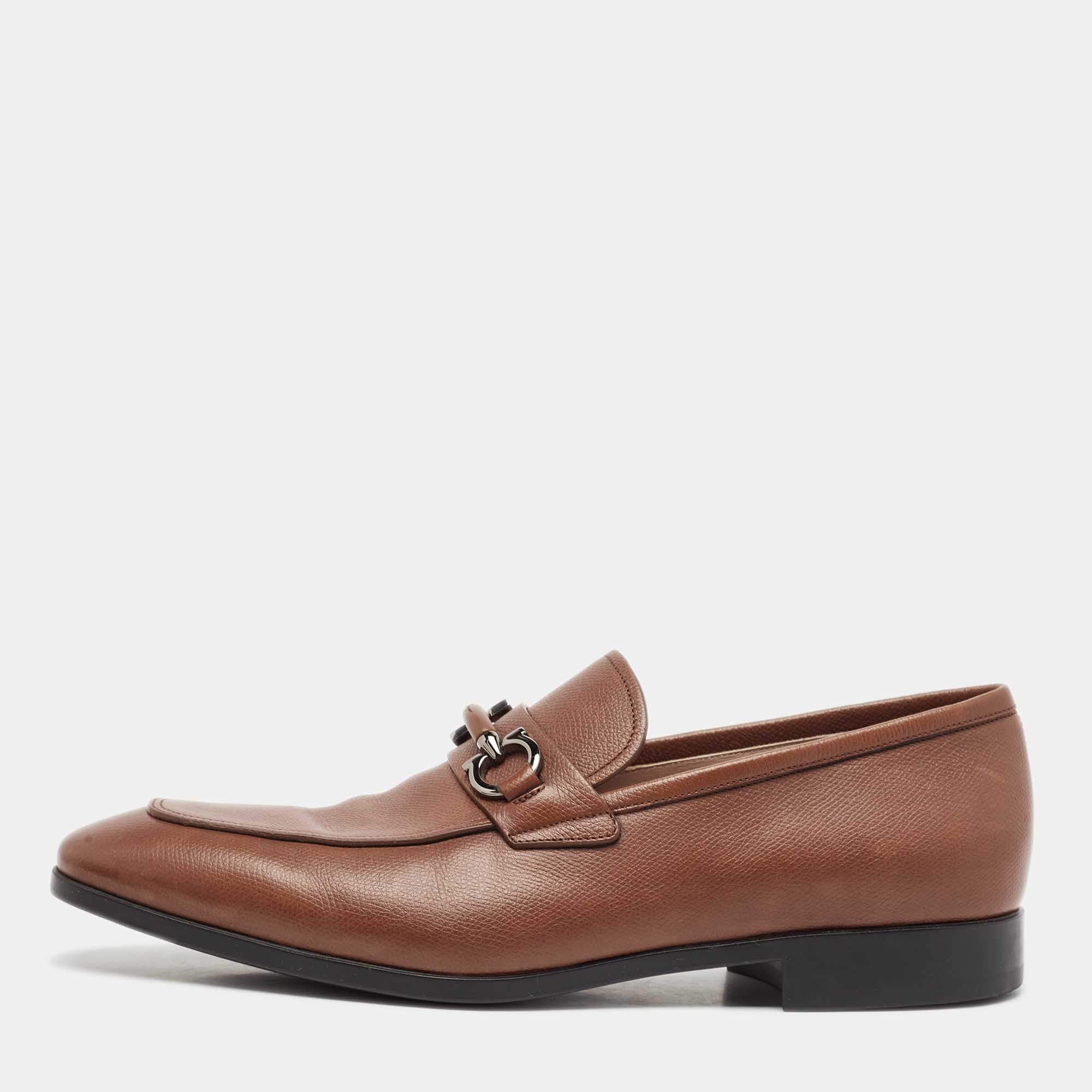 Pre Owned Salvatore Ferragamo Brown Leather Penny Loafers Size 45.5