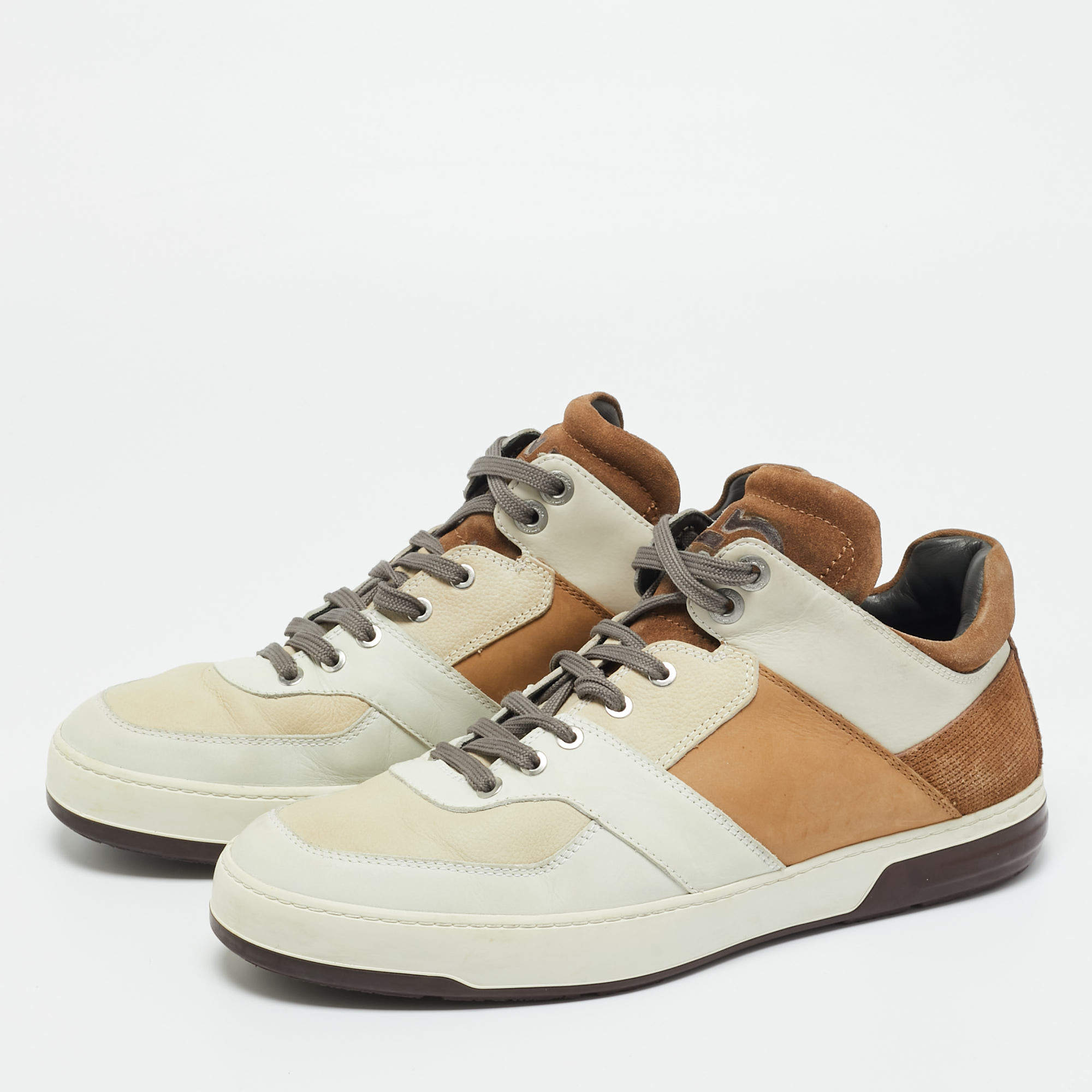 Salvatore Ferragamo Grey Suede and Canvas Brooklyn 2 Sneakers Size