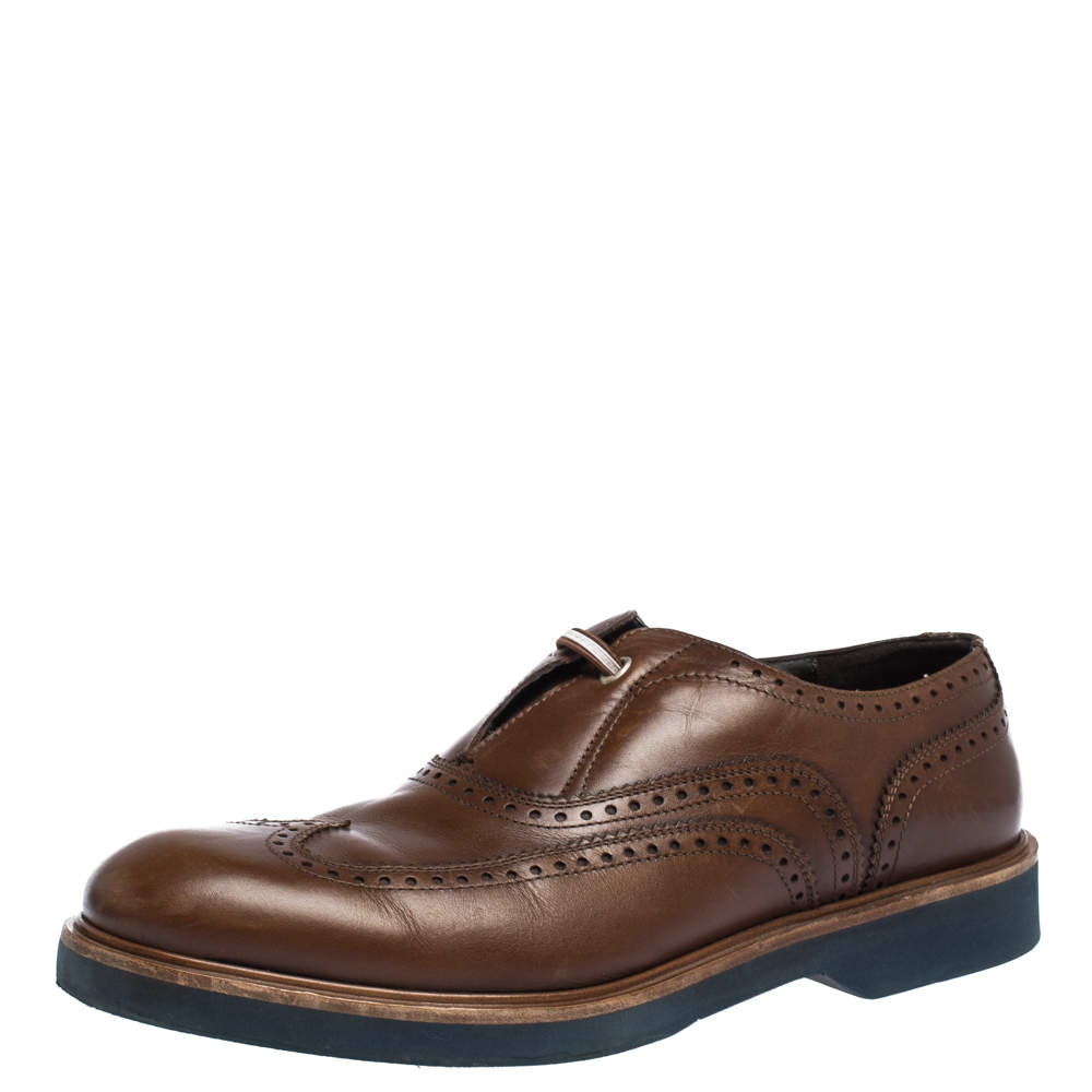 مملوكة مسبقًا Salvatore Ferragamo Brown Brogue Leather Oxford Size 42