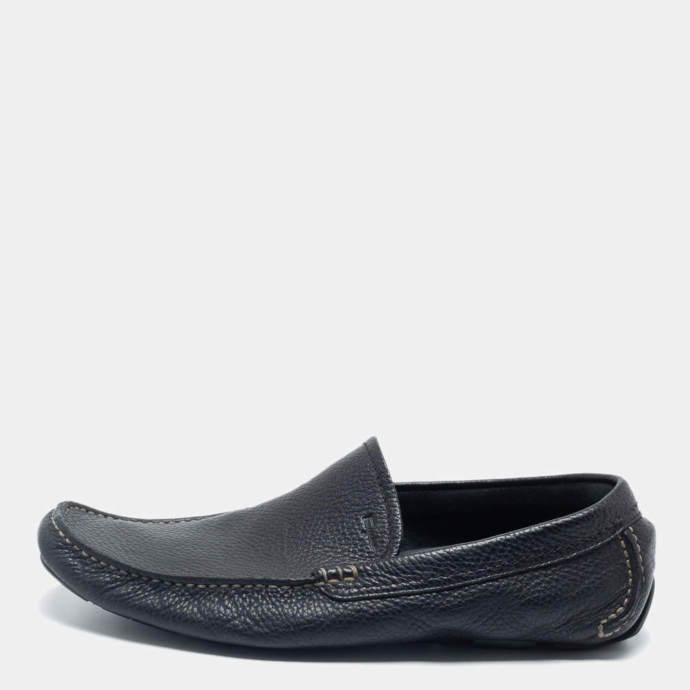 Pre Owned Salvatore Ferragamo Black Leather  Slip On Loafers Size 42 