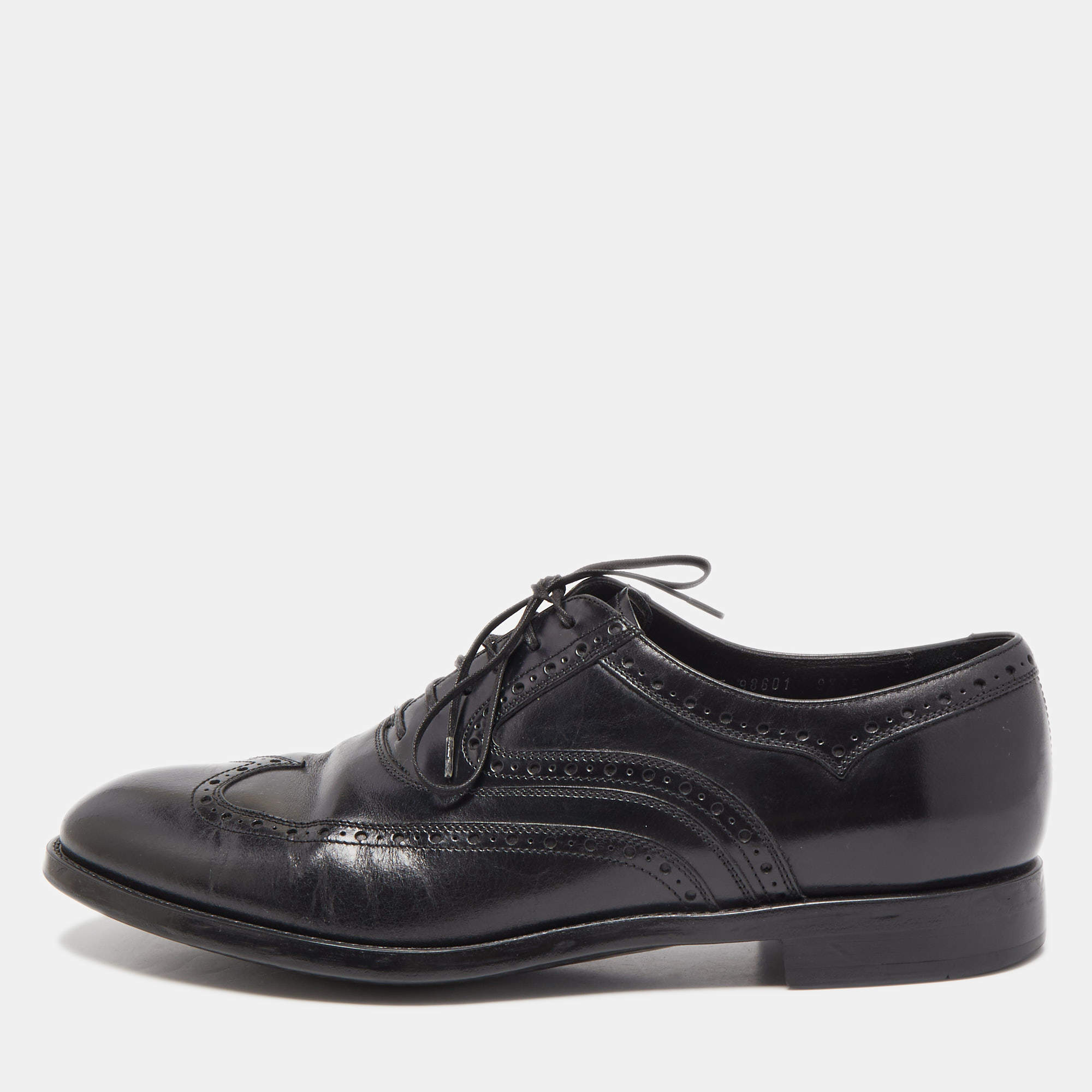 Salvatore Ferragamo Black Brogues Leather Lace Up Oxfords Size 43.5