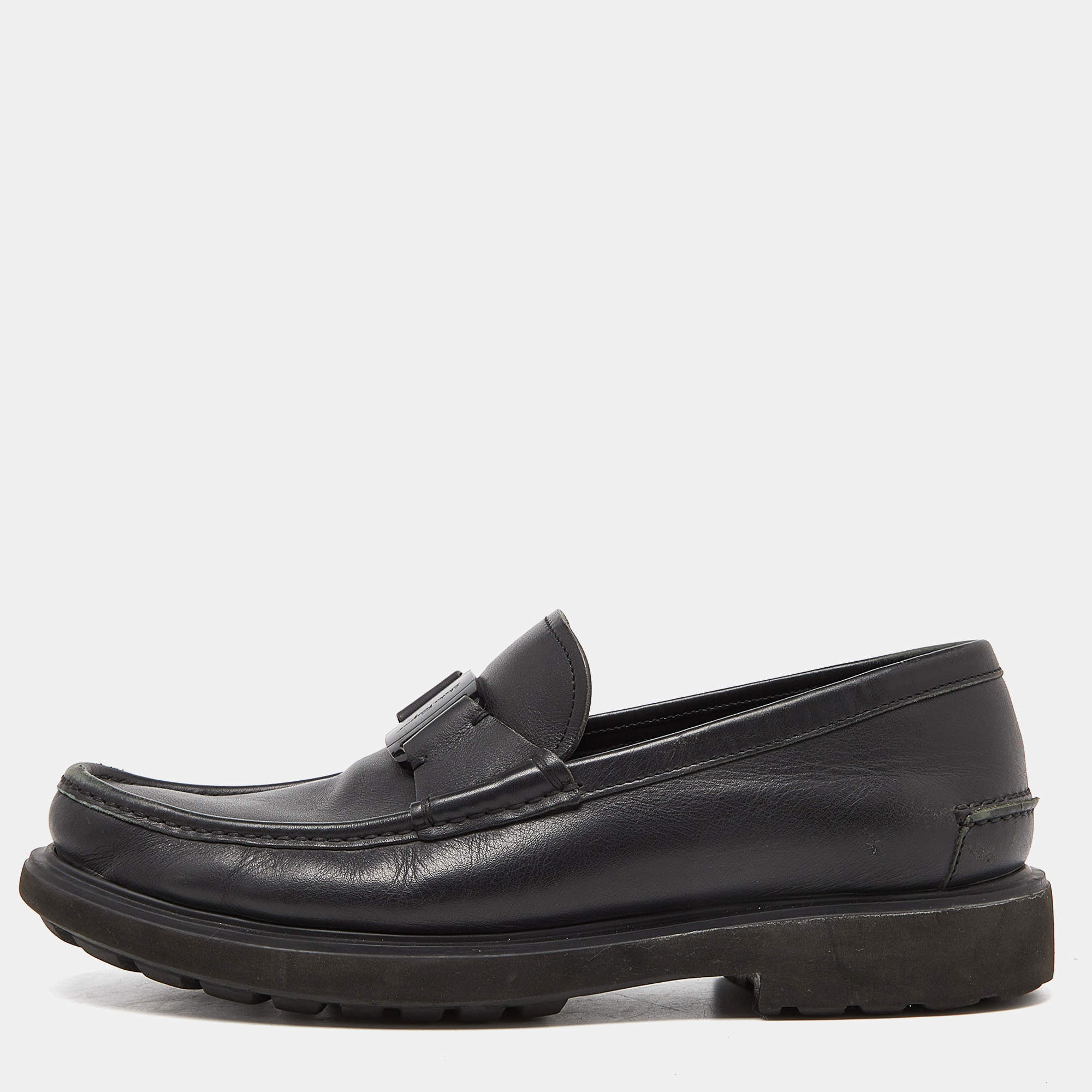 Pre Owned Salvatore Ferragamo Black Leather Loafers Size 44