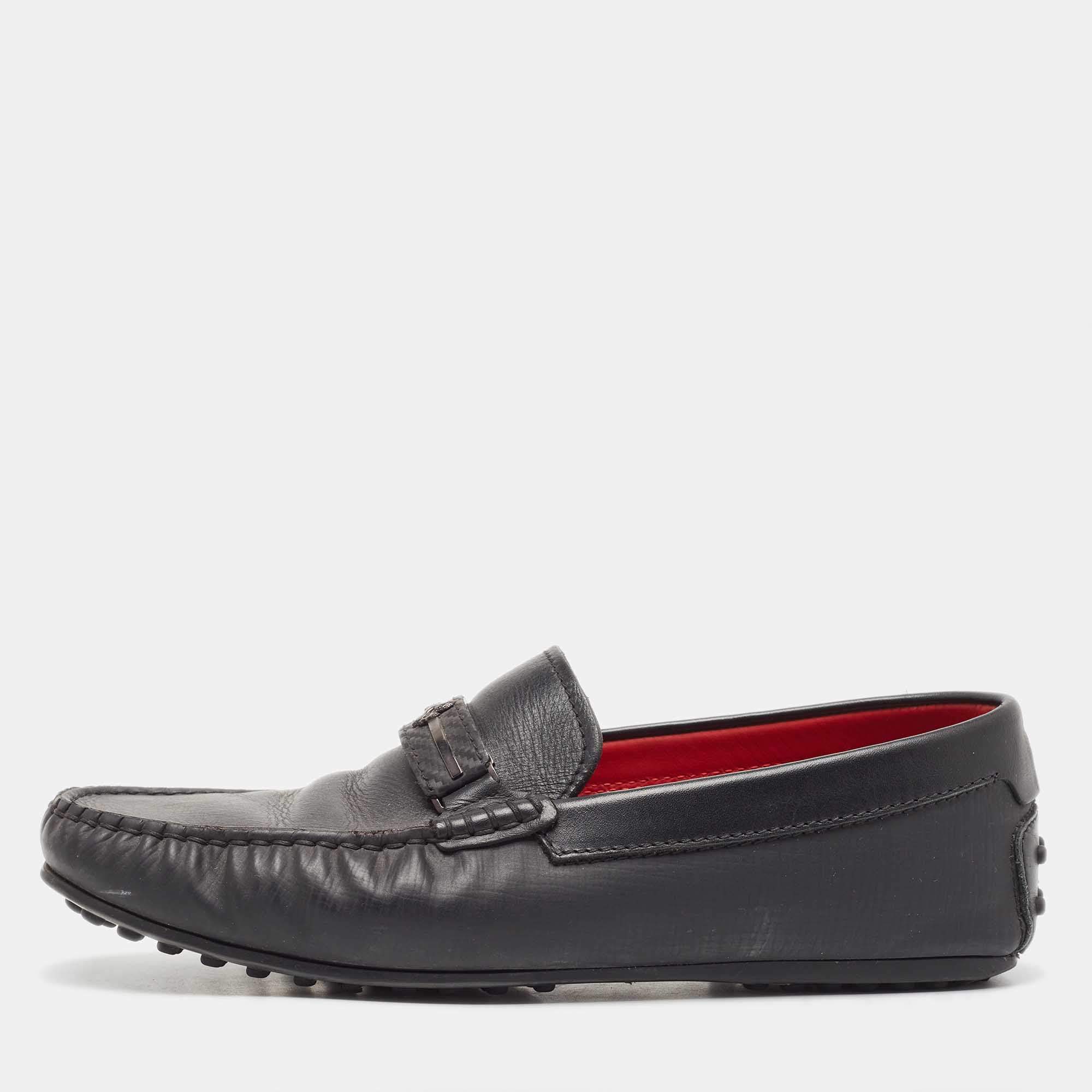 Salvatore Ferragamo Black Leather Slip On Loafers Size 41