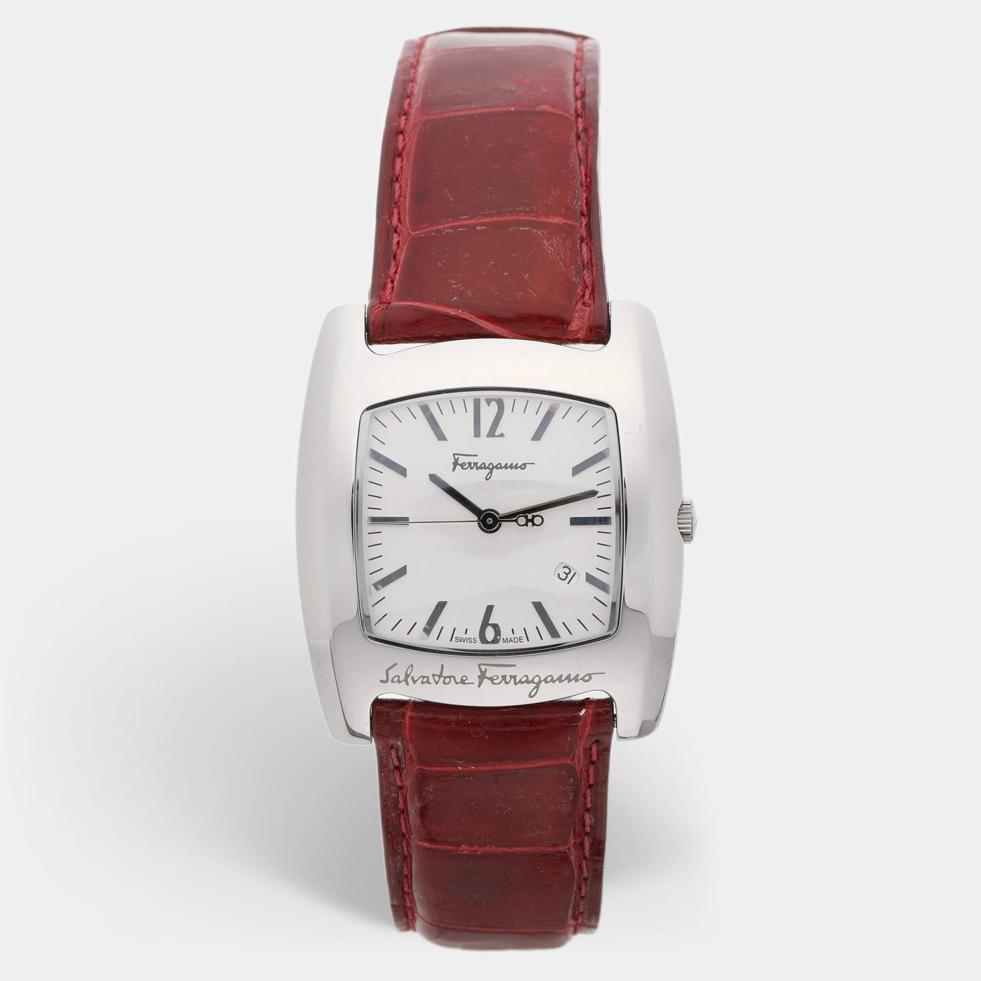 Pre Owned Salvatore Ferragamo Vara White Stainless Steel Men's Wristwatch 38 mm