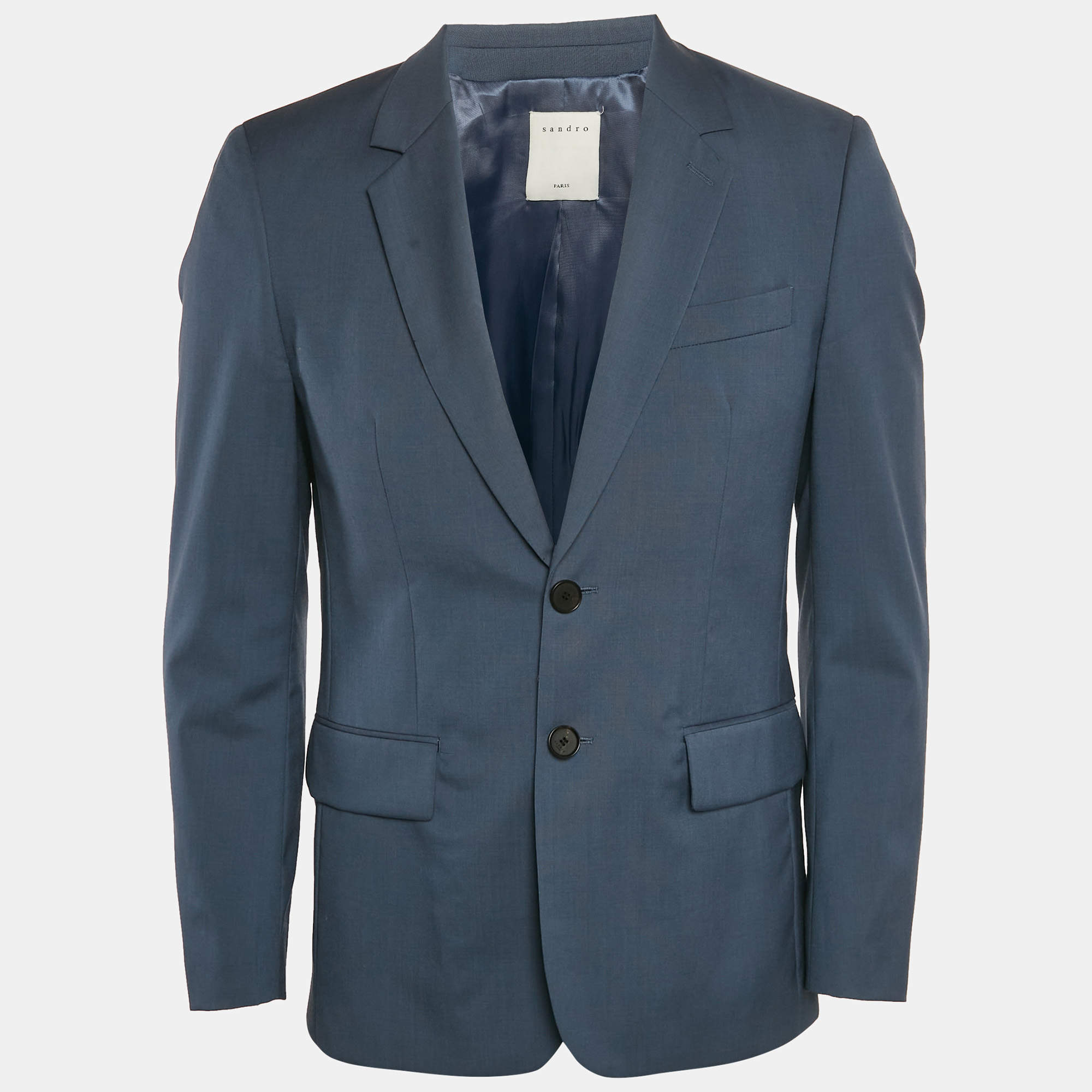 Sandro Blue Wool Single Breasted Blazer M