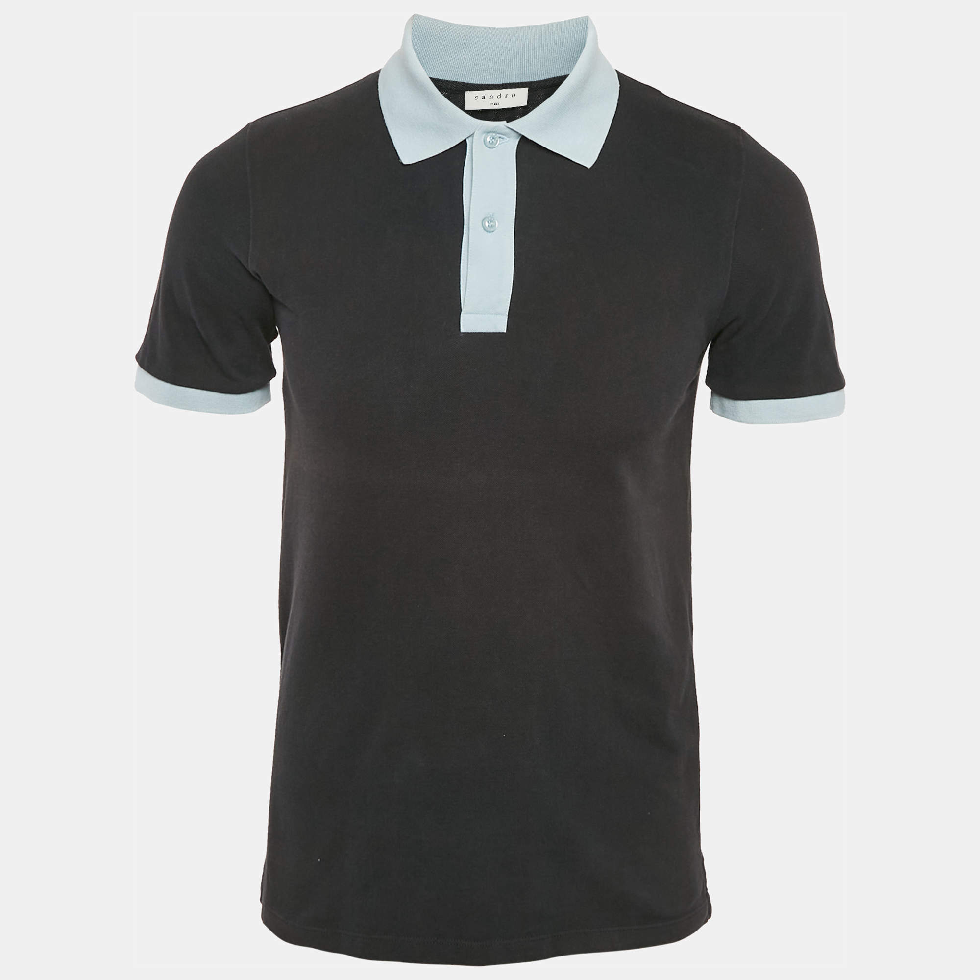 Sandro Navy Blue Cotton Pique Polo T-Shirt S