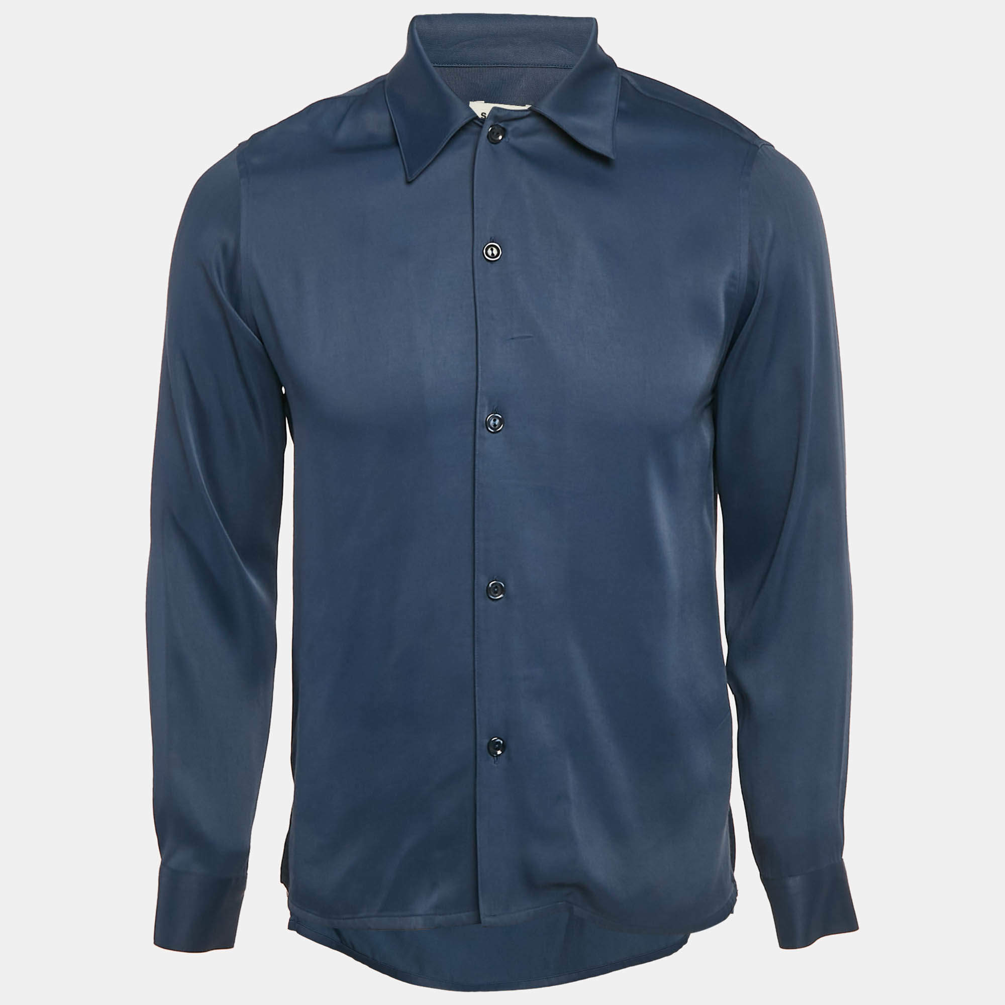 Sandro Blue Satin Requin Shirt XS