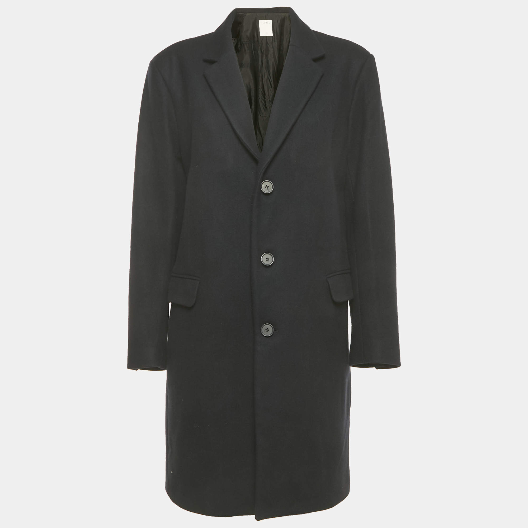 Pre Owned Sandro Navy Blue Wool Blend Mid Length Apollo Coat XL