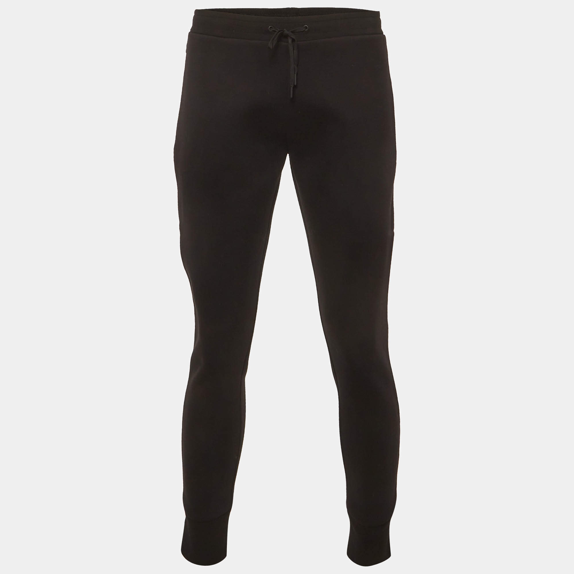 Pre Owned Sandro Black Technical Knit Zip Up Pocket Joggers M