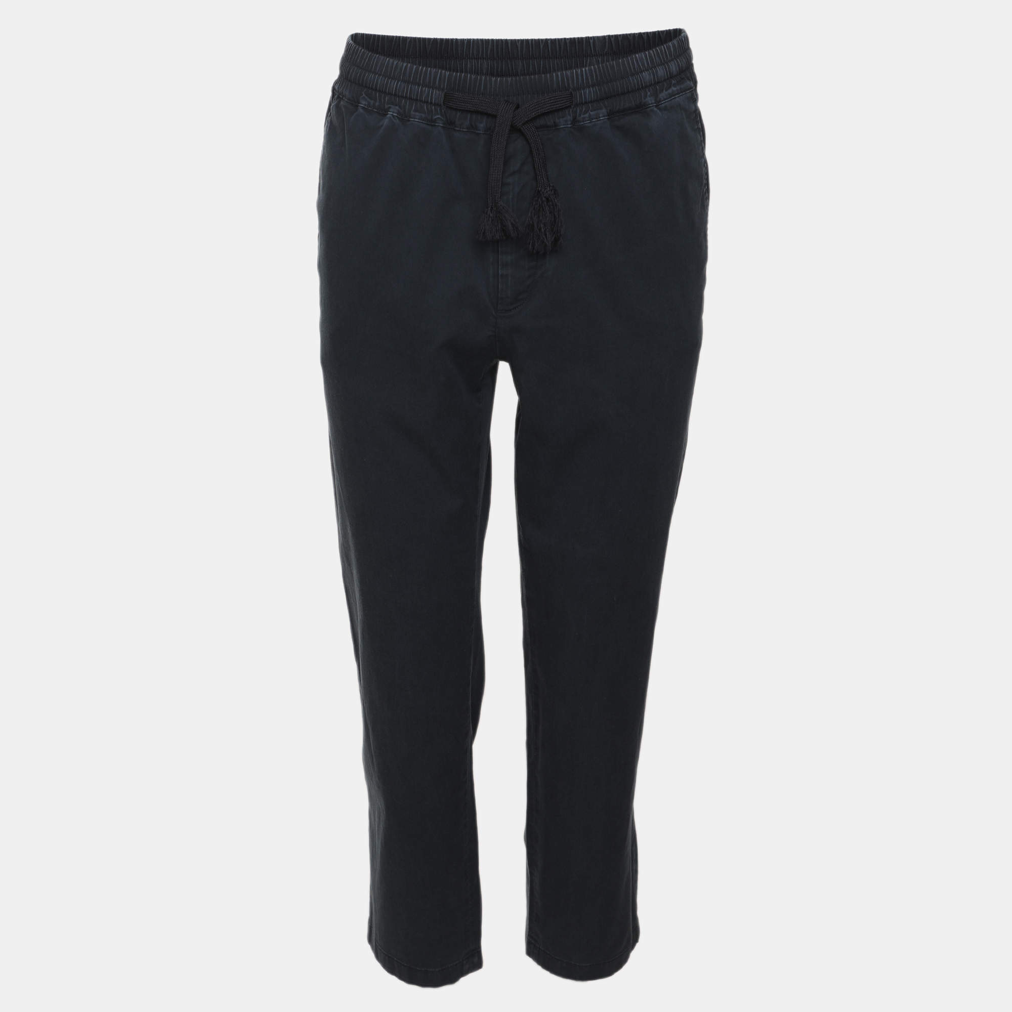 مملوكة مسبقًا Sandro Navy Blue Stretch Cotton Drawstring Pants M