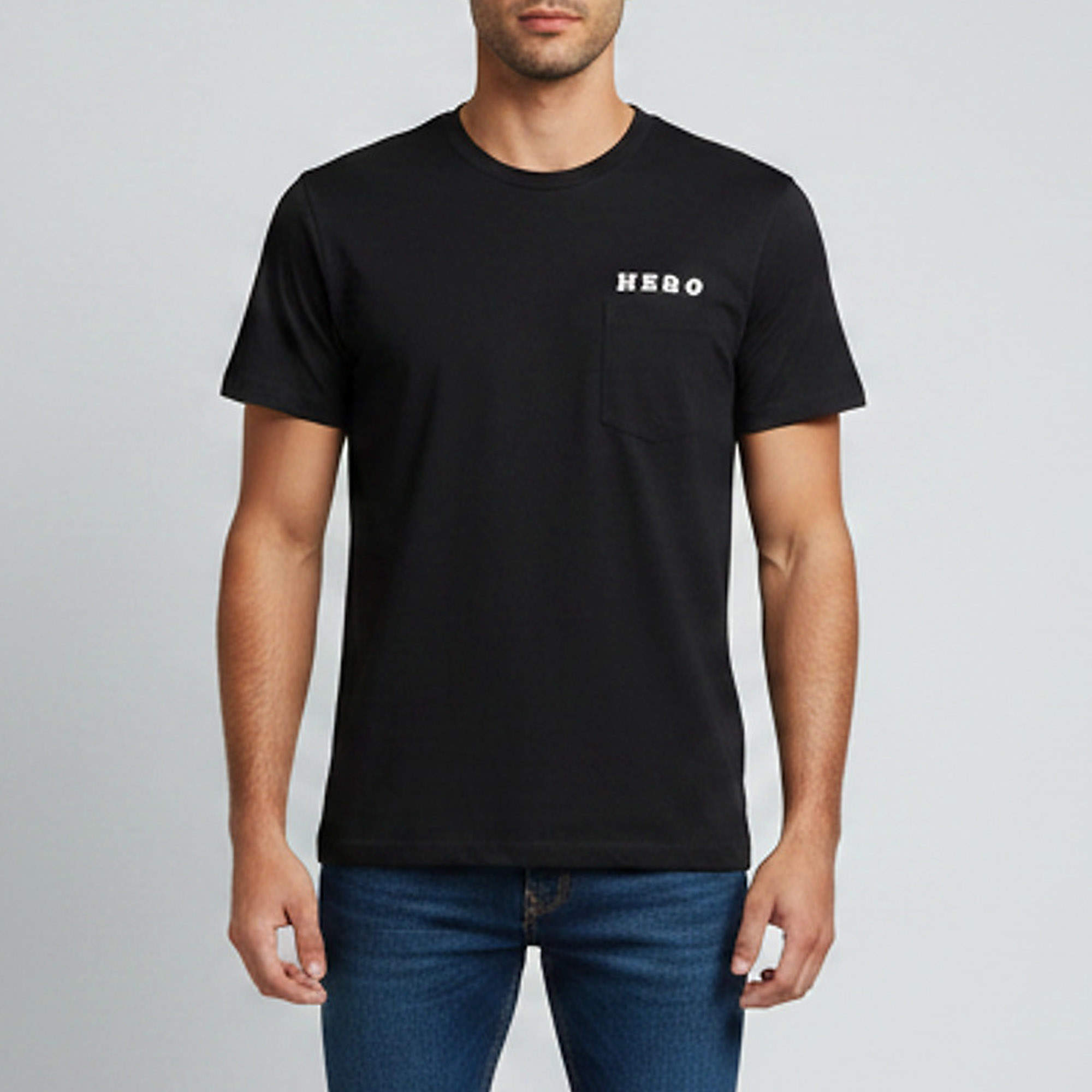 Pre Owned Sandro Black Flocked Hero Print Jersey Slim Fit T-Shirt L