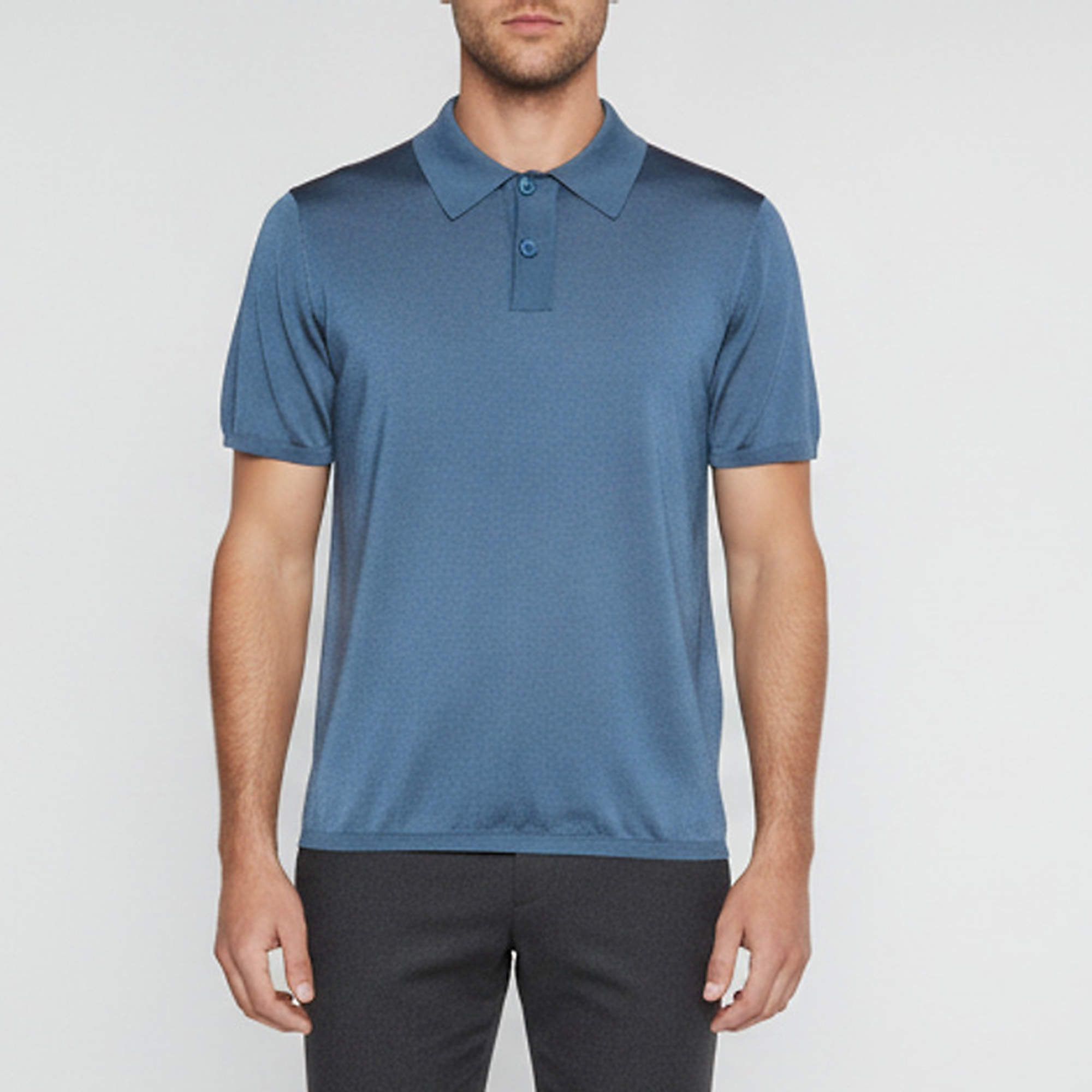 مملوكة مسبقًا Sandro Blue Stretch Knit Polo T-shirt XL 