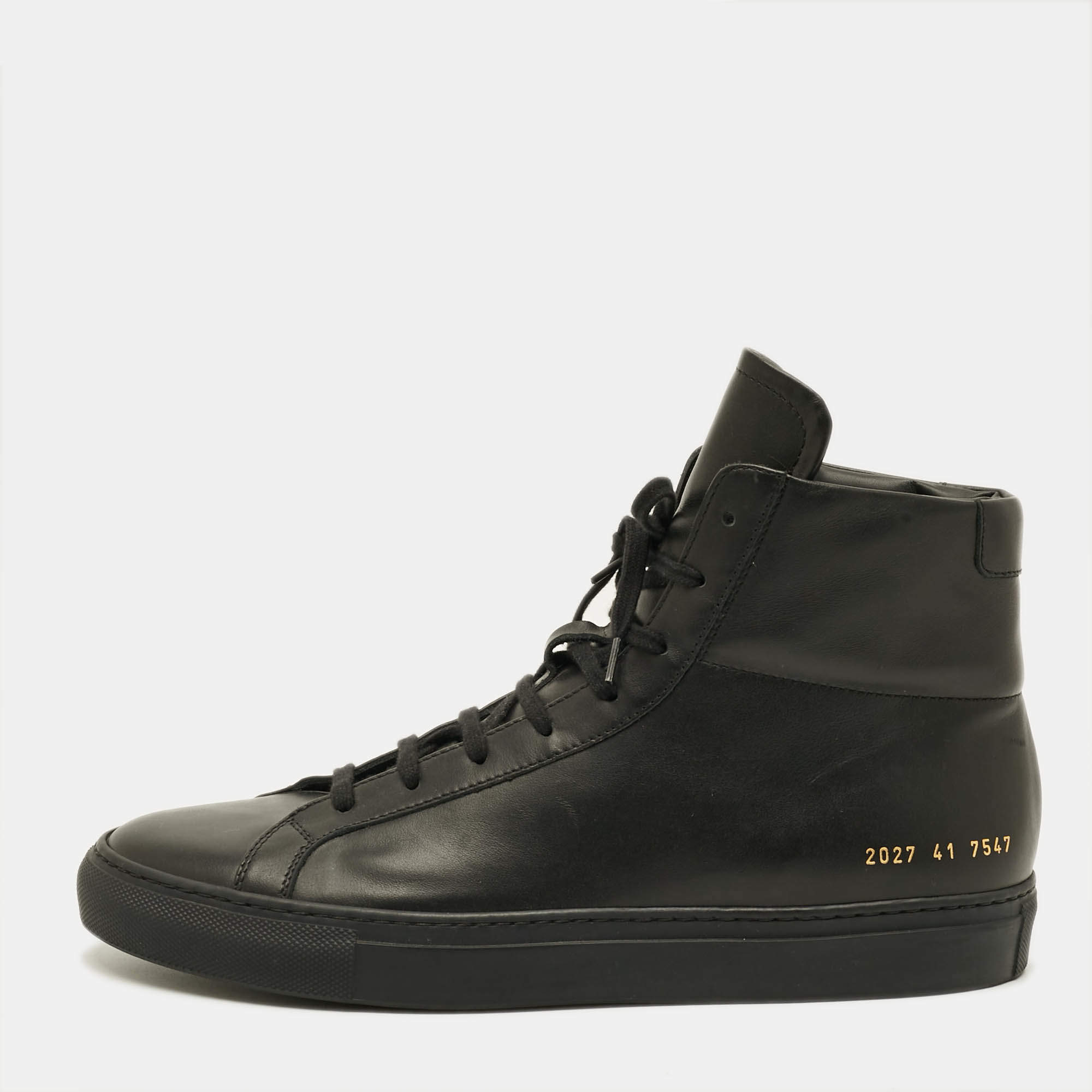 مملوكة مسبقًا Santoni Achilles Size 41 Black Leather High Top Sneakers