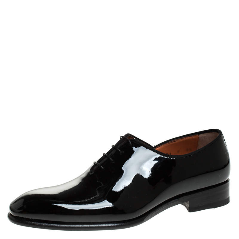 حذاء أكسفورد سانتوني أربطة جلد لامع أسود مقاس 39